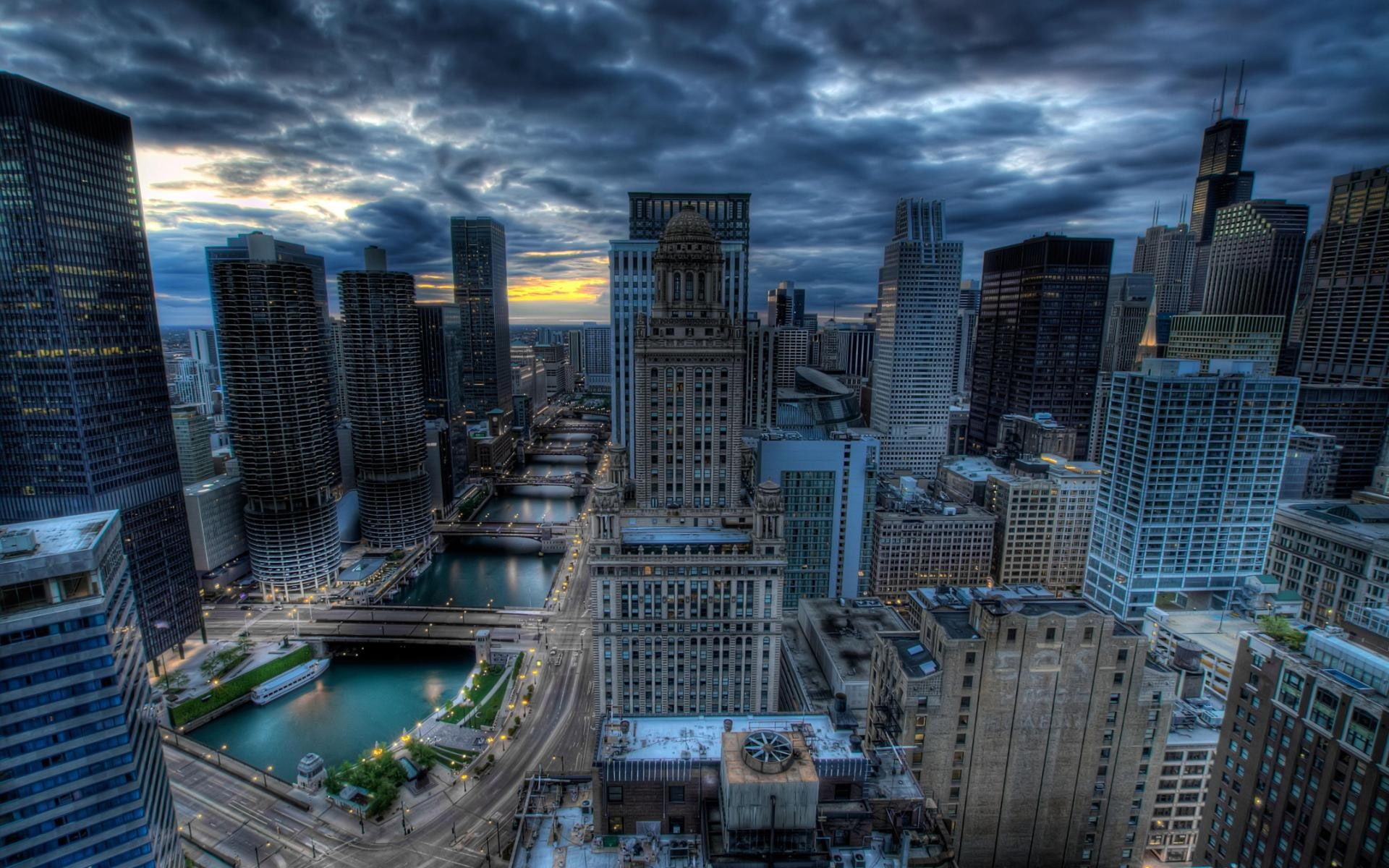 Chicago, USA, city, cityscape, building, skyscraper, clouds
