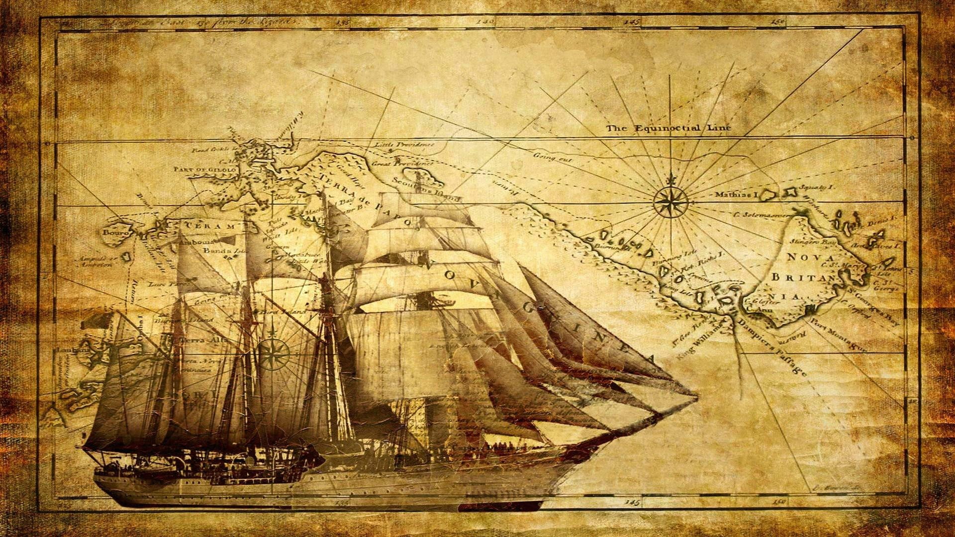 artwork, map, vehicle, sailing ship