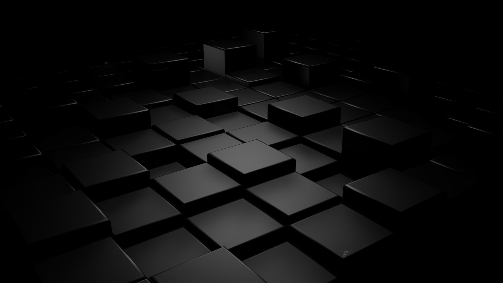 3D Black Square-HD Widescreen Wallpaper, black and gray cubes digital wallpaper