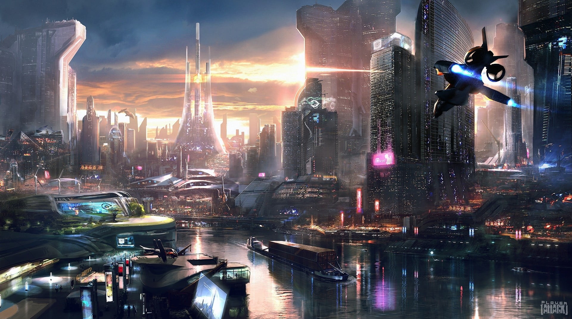Sci-Fi city digital wallpaper, cyberpunk, science fiction, futuristic