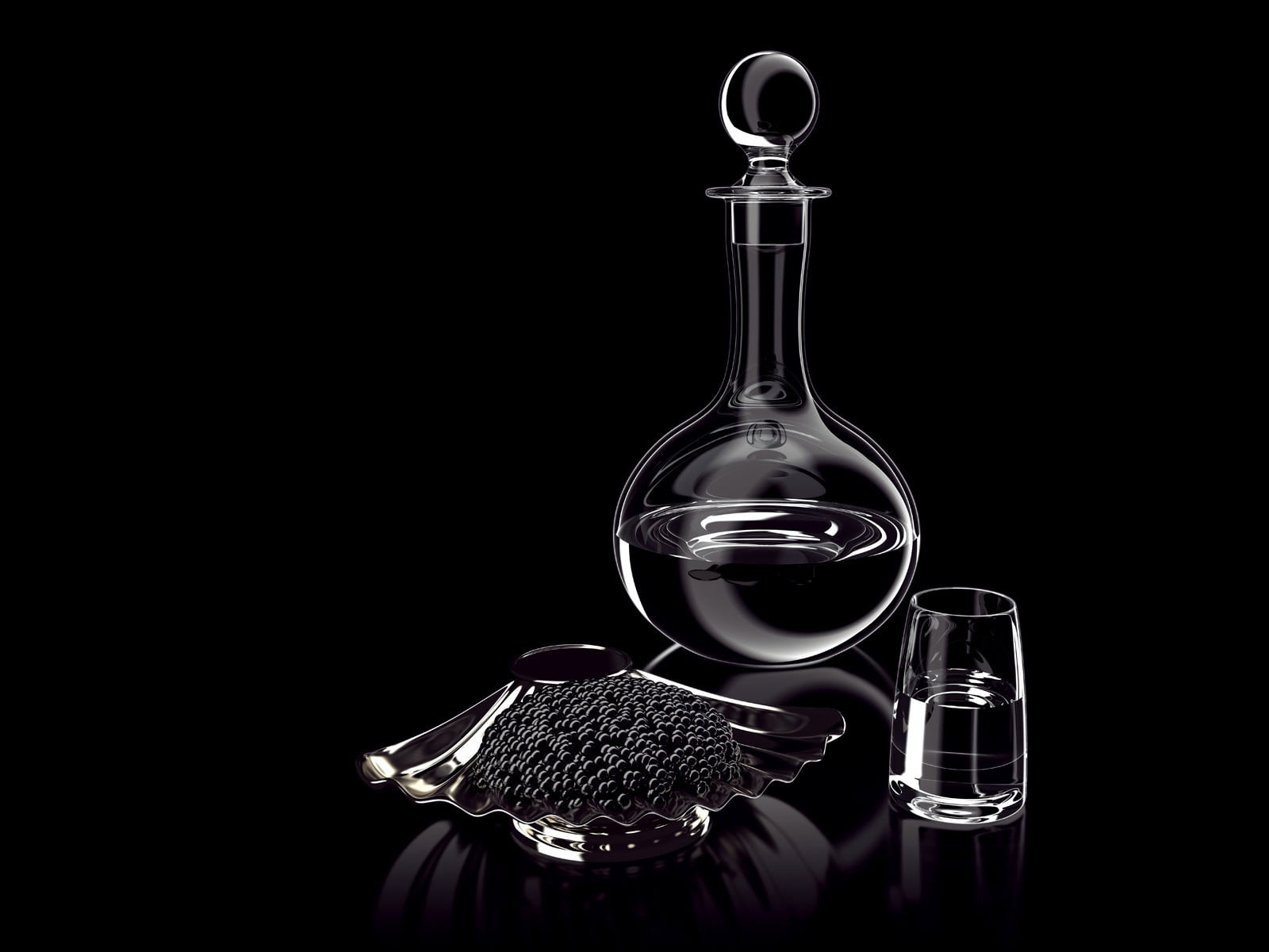 decanter with drinking glass wallpaper, carafe, caviar, serving