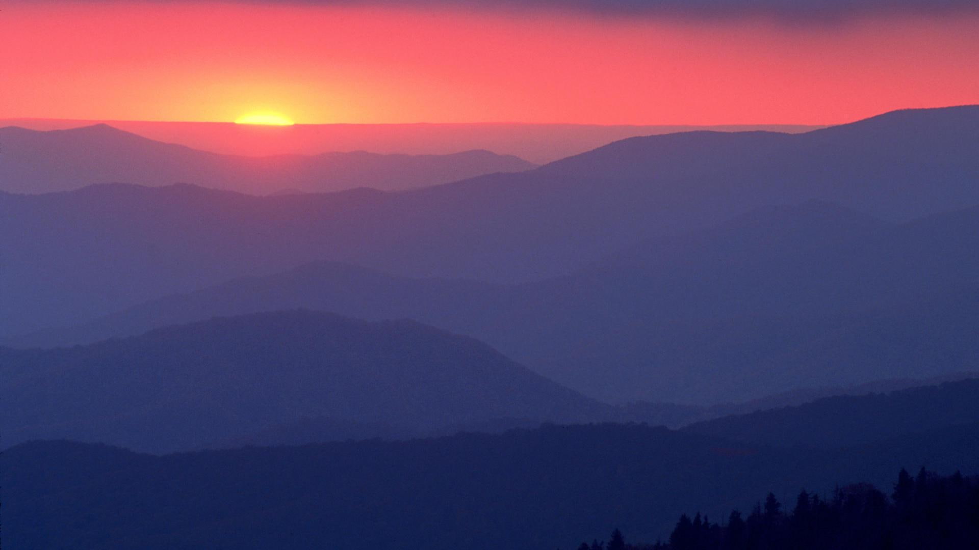 Great Smoky Mountains, sunset, nature, 1920x1080, tennessee