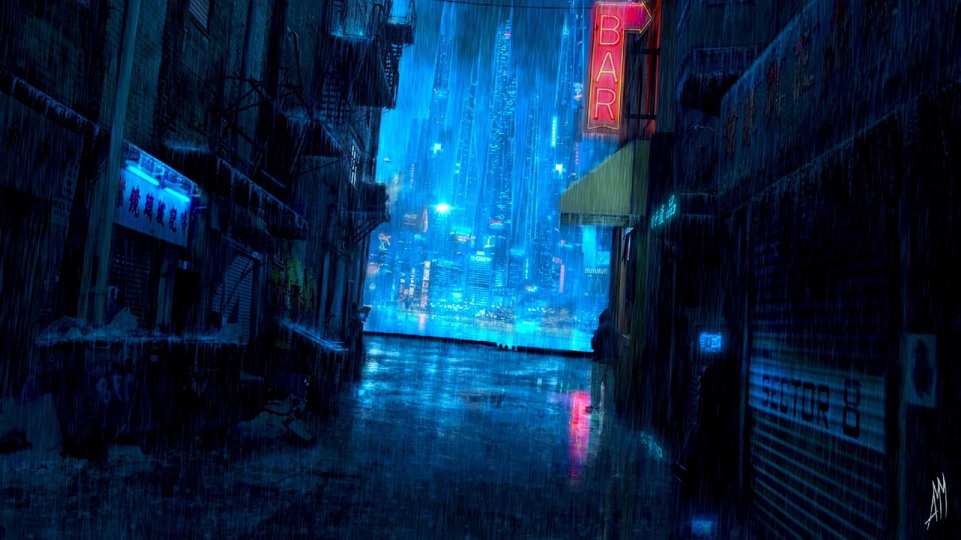 cyberpunk, rain, aesthetic, water, city, lights, raining, darkness