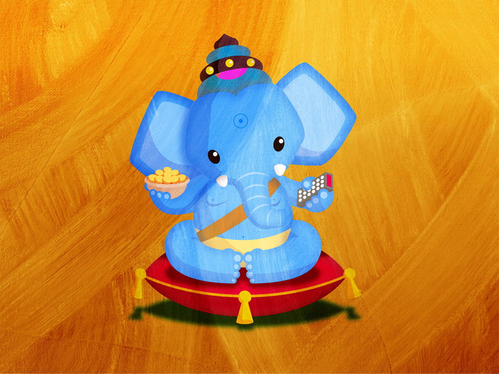 Cute Ganesha, blue Ganesha illustration, God, Lord Ganesha, hindu