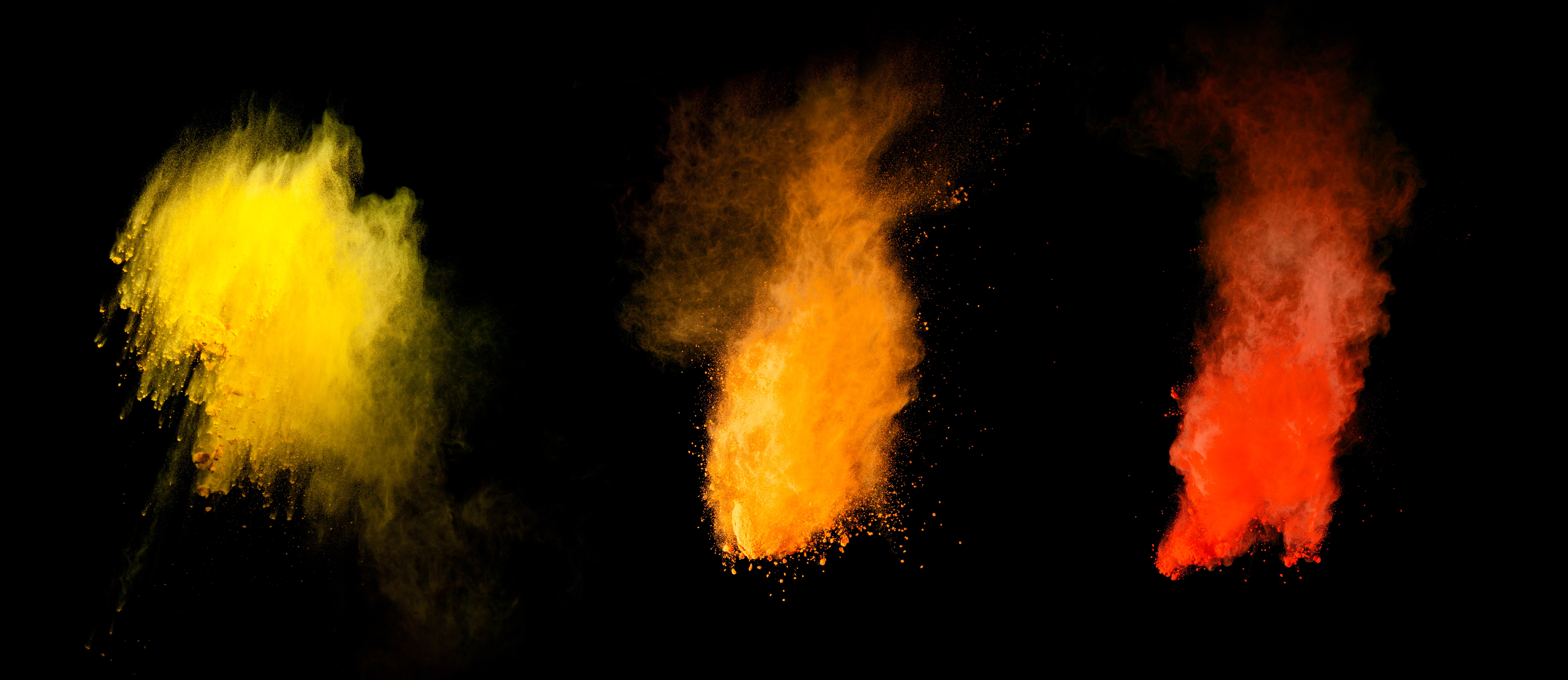 powder explosion, burning, exploding, orange color, motion
