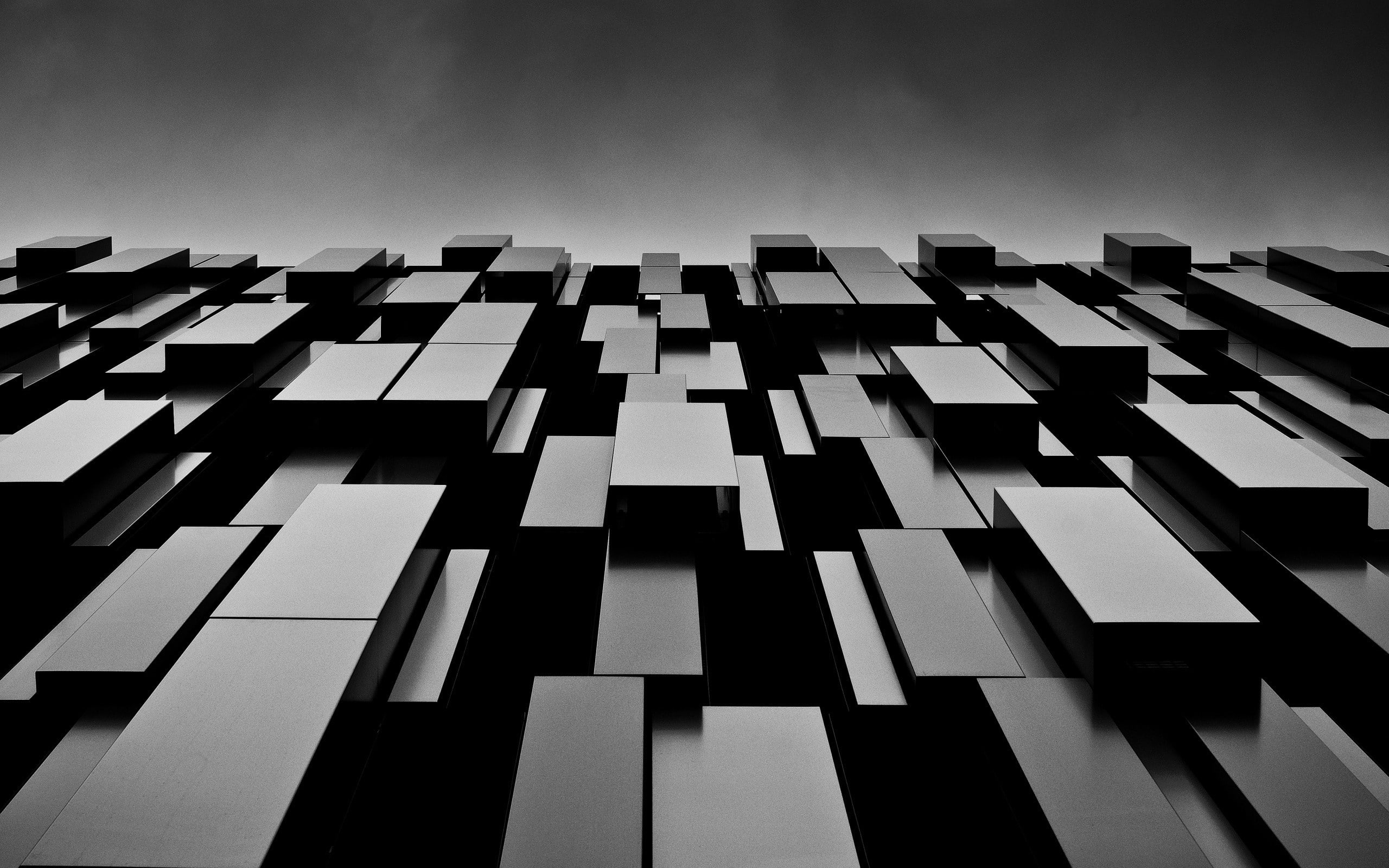 abstract black blocks shapes monochrome modern 2560x1600  Architecture Modern HD Art