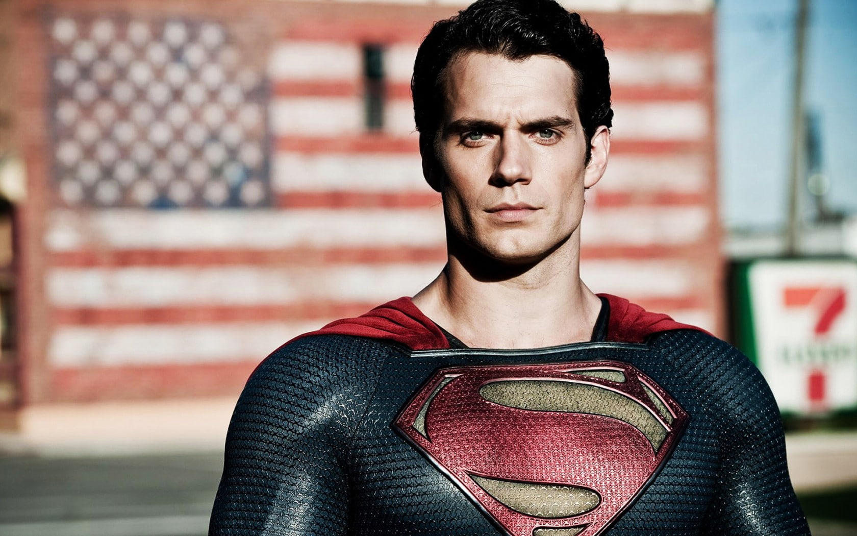Superman, Movies, Man of Steel, Henry Cavill, American Flag