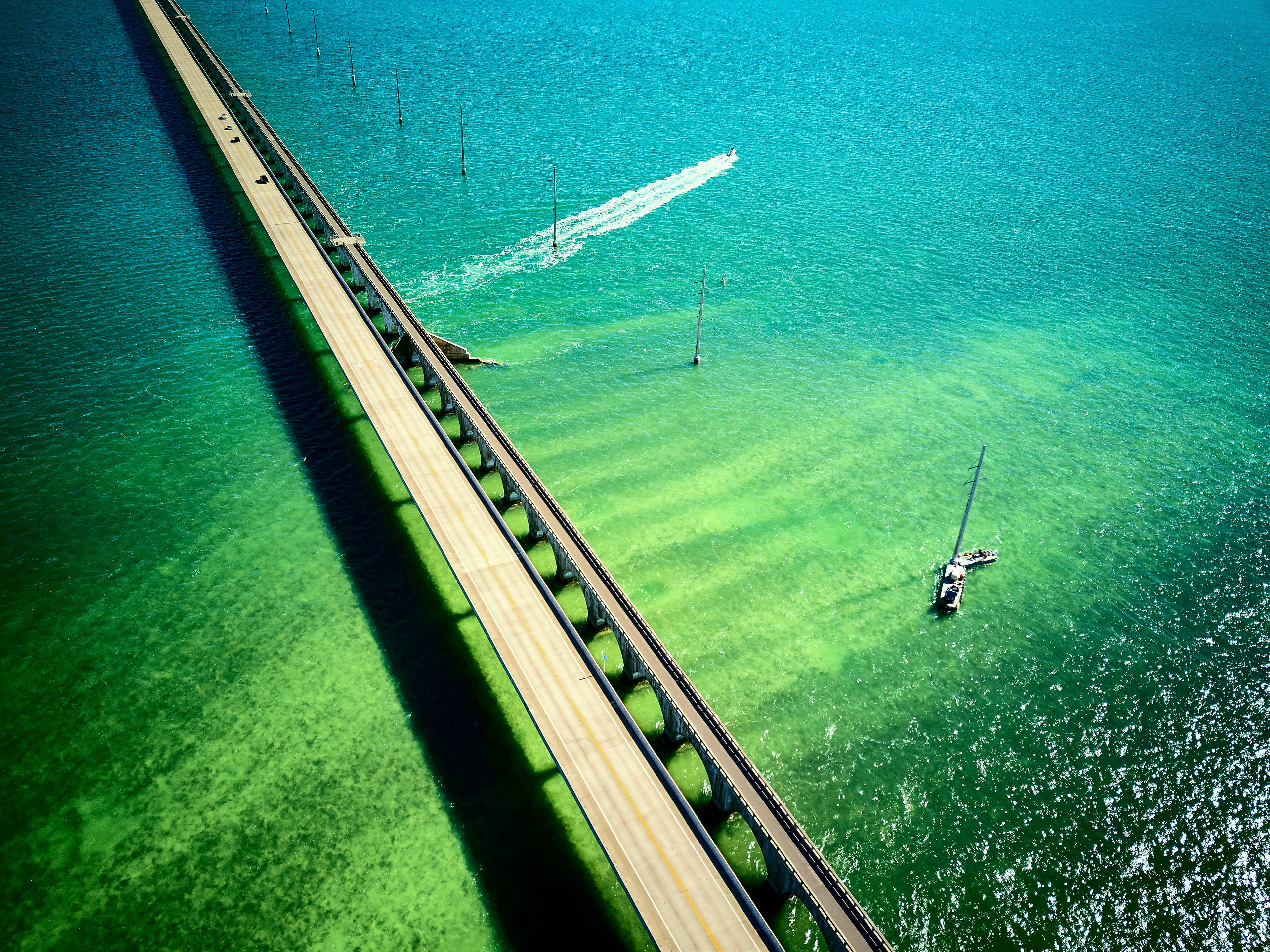 Aerial view, United States, Seven Mile Bridge, Florida Keys
