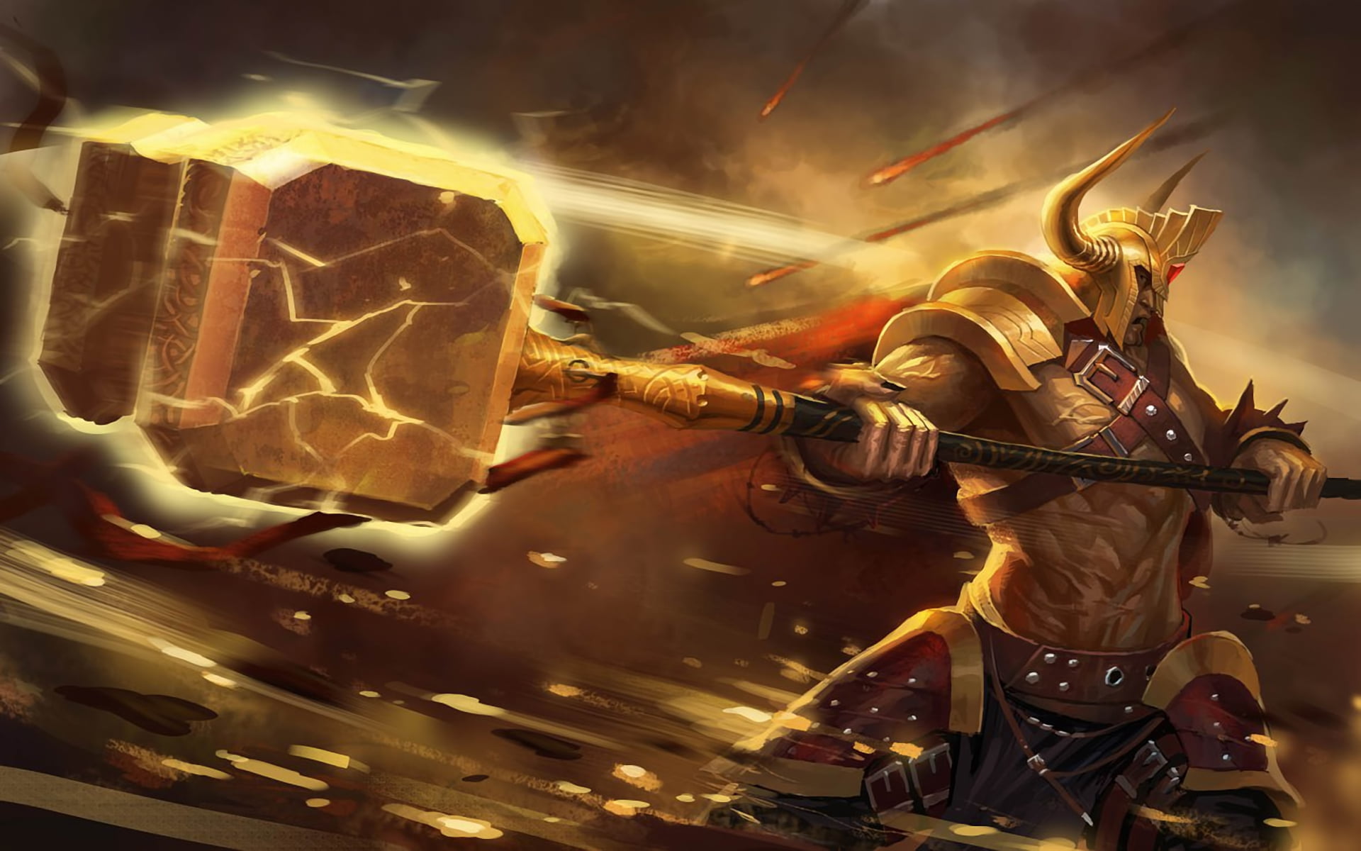 man using hammer wallpaper, zipper, armor, Warrior, blow, horns