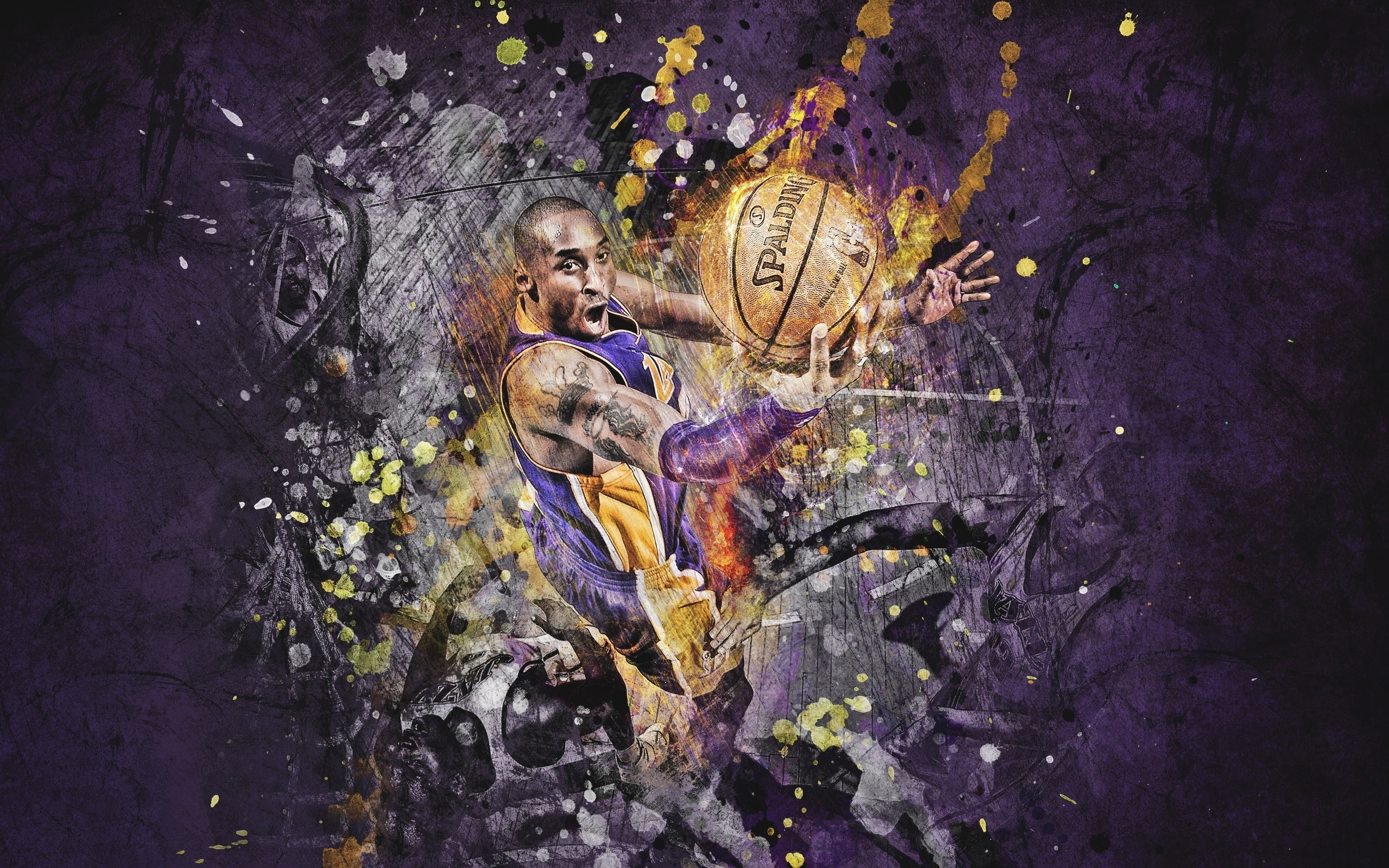 Kobe Bryant Art, lakers, basketball player, background