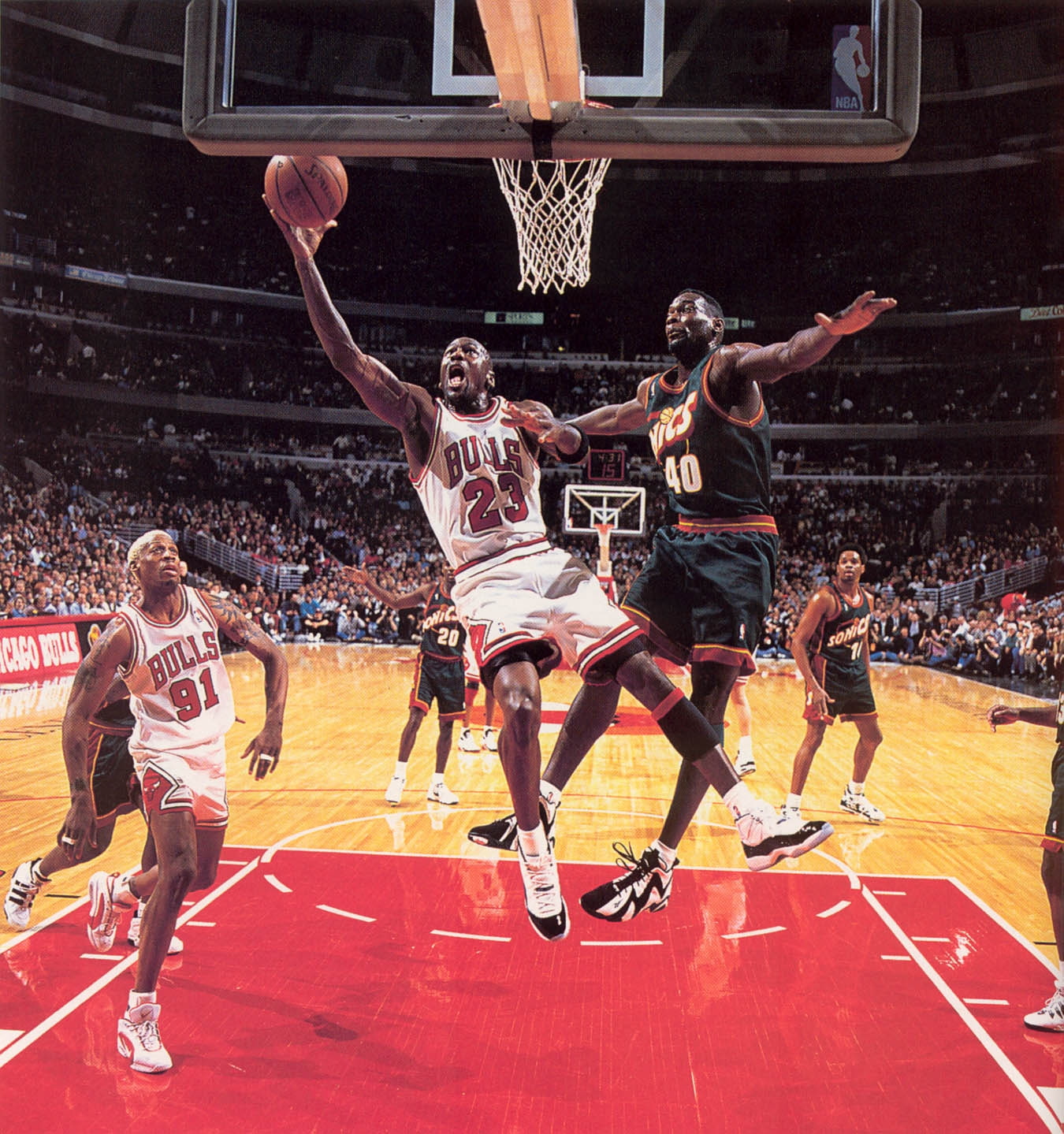 basketball michael jordan chicago bulls dennis rodman shawn kemp seattle supersonics 1350x1439 wa Sports Basketball HD Art