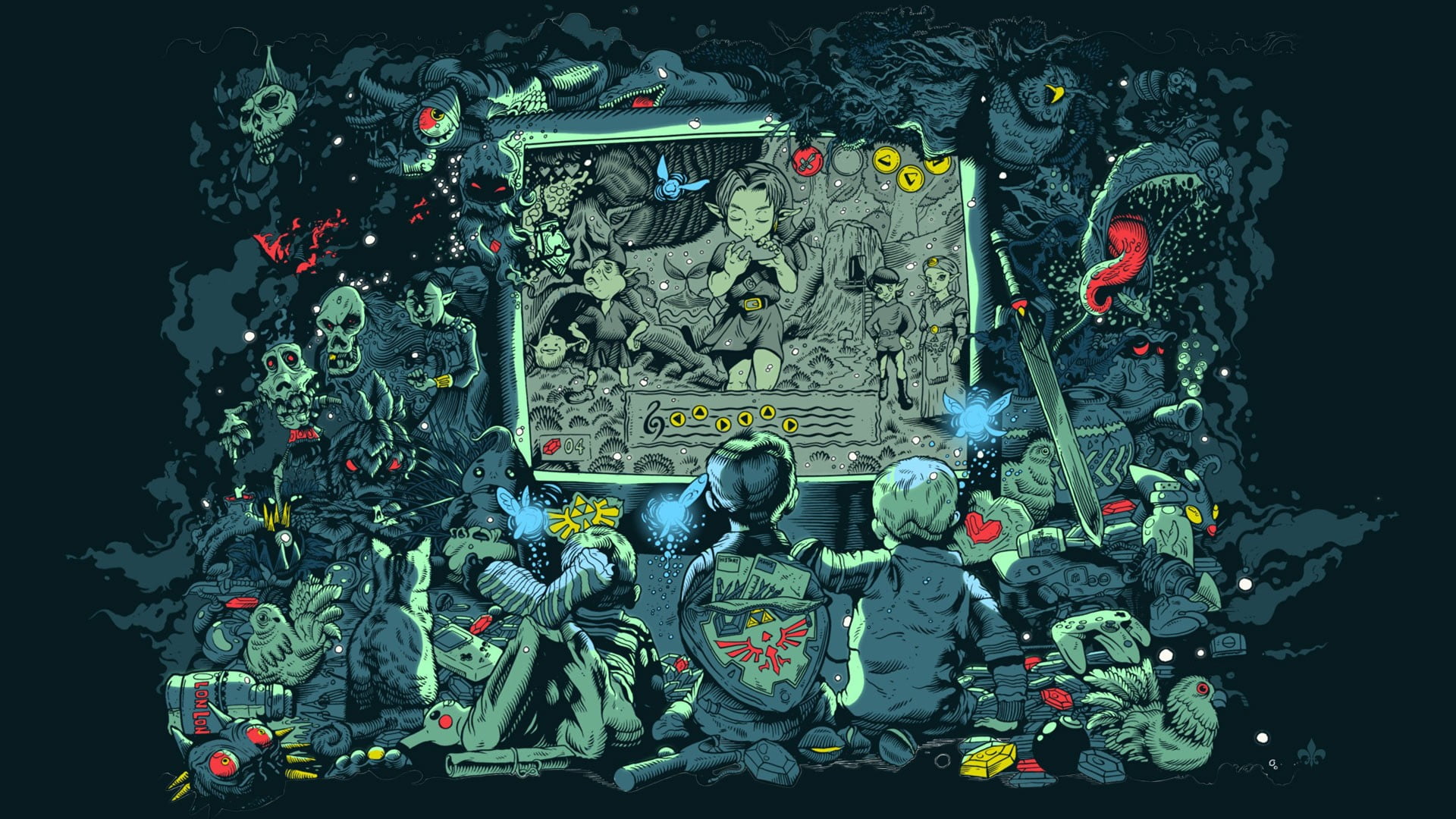 comic strip digital wallpaper, The Legend of Zelda, Link, Princess Zelda