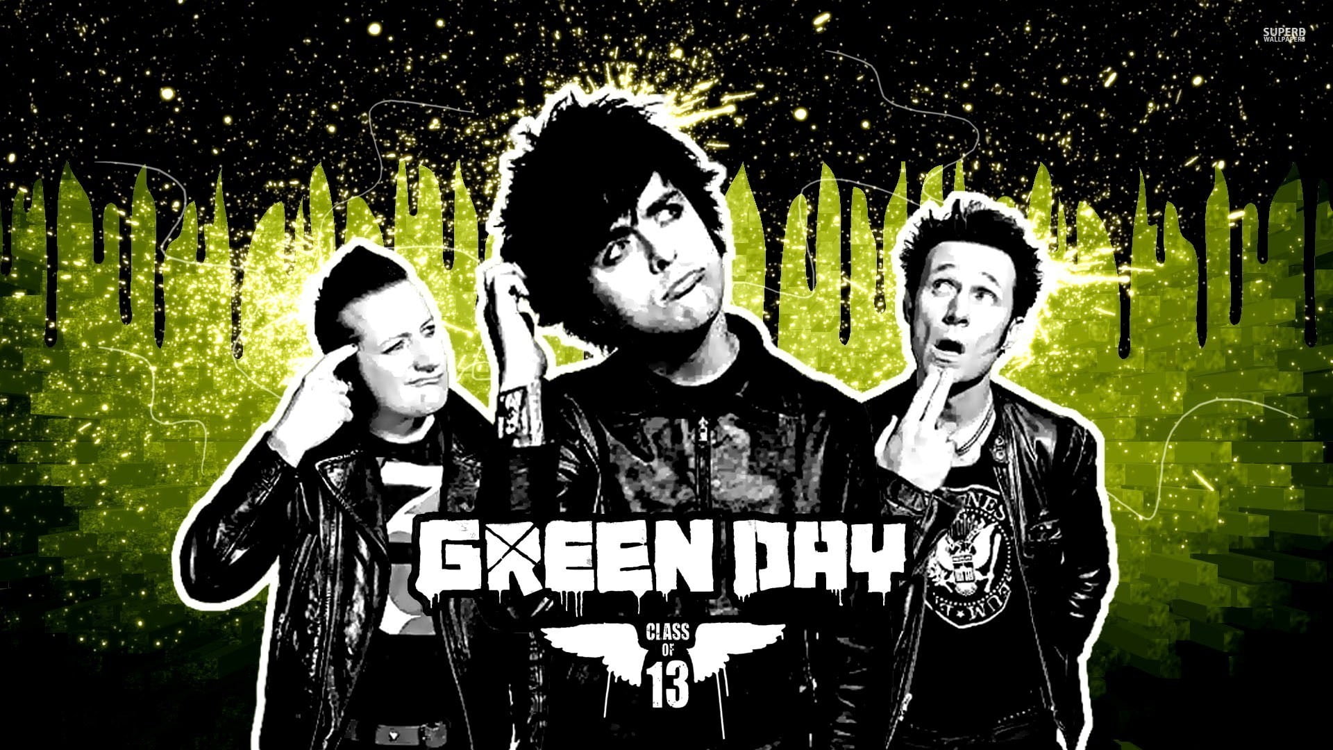 Green Day poster, celebration, young adult, portrait, looking at camera