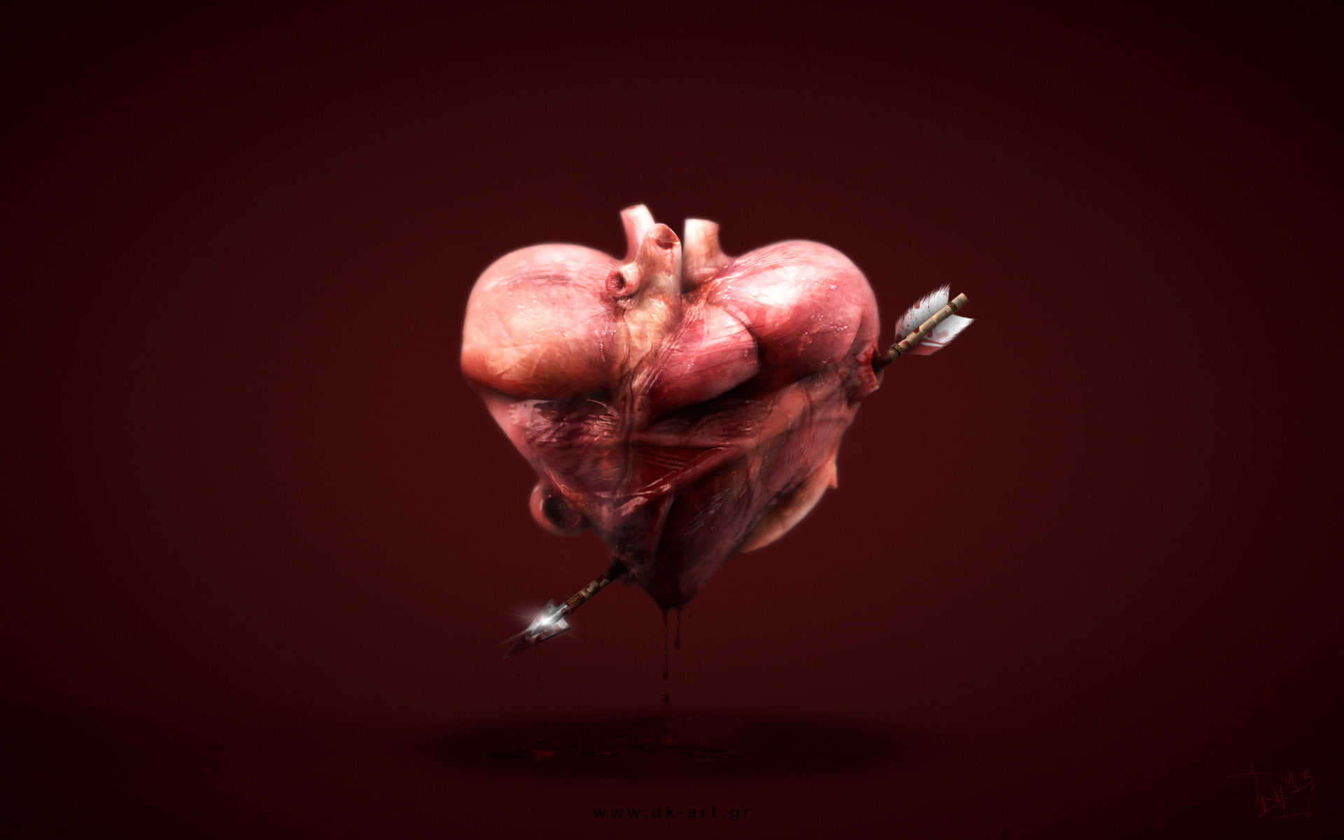 Heart Arrow Blood Realistic HD, love/hate