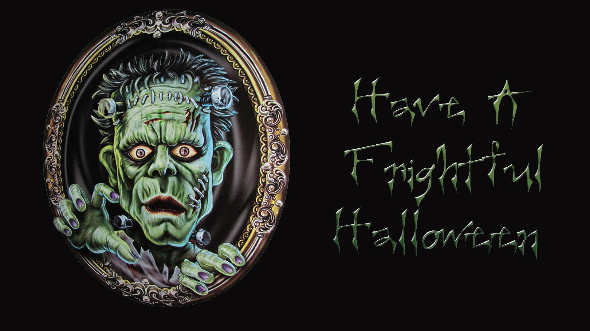 Have A Frightful Halloween, frankie, green, scary, 3d and abstract