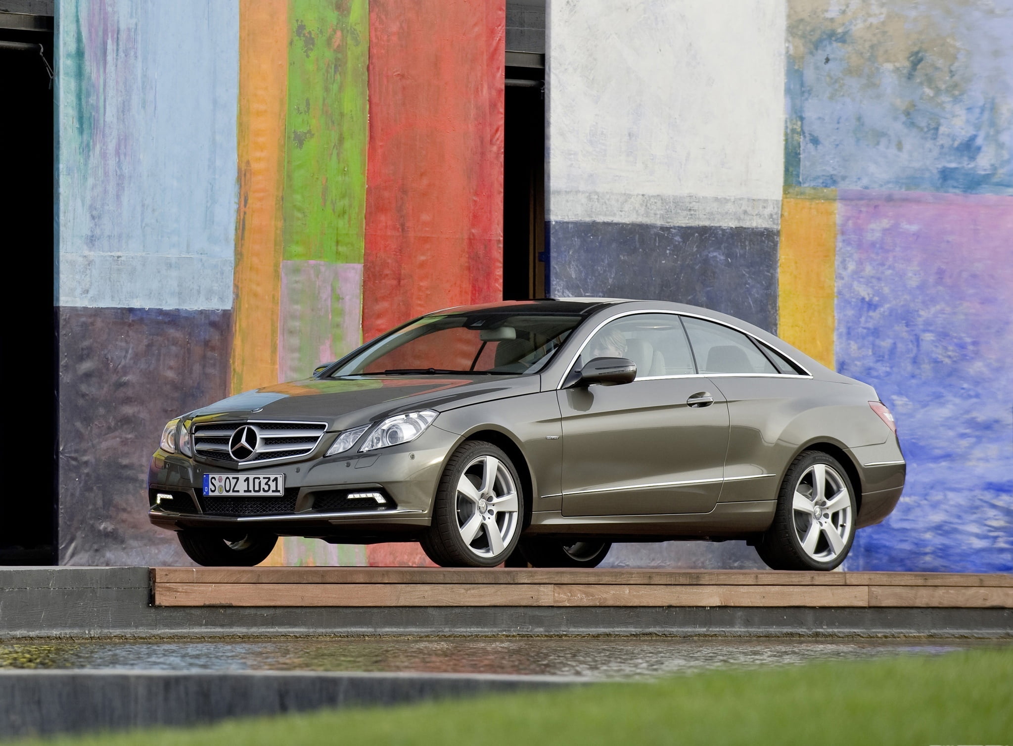 wall, colored, mercedes-benz, coupe, e350, car, mode of transportation