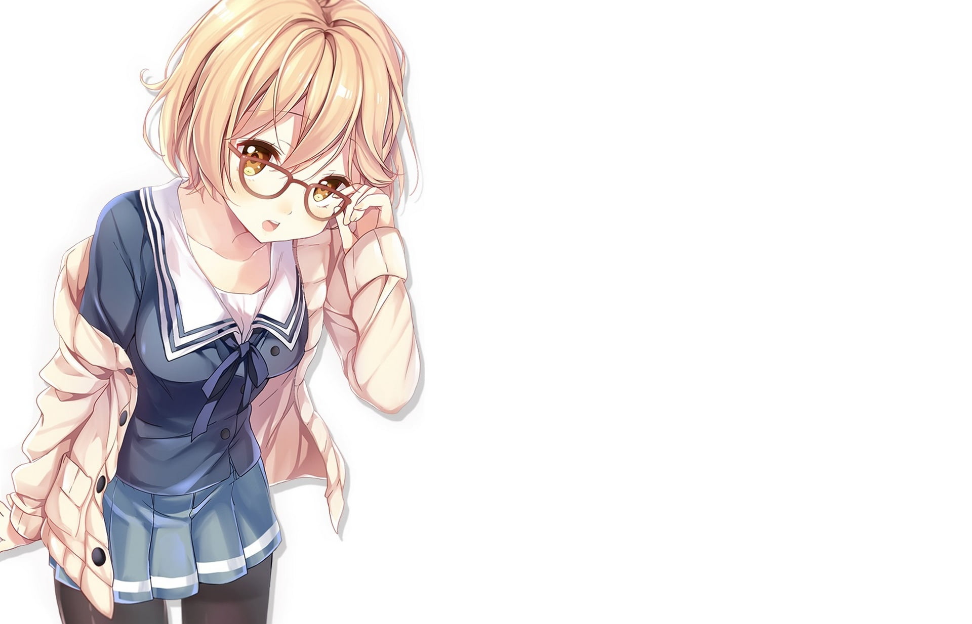 Mirai Kuriyama illustration, girl, anime, art, glasses, form