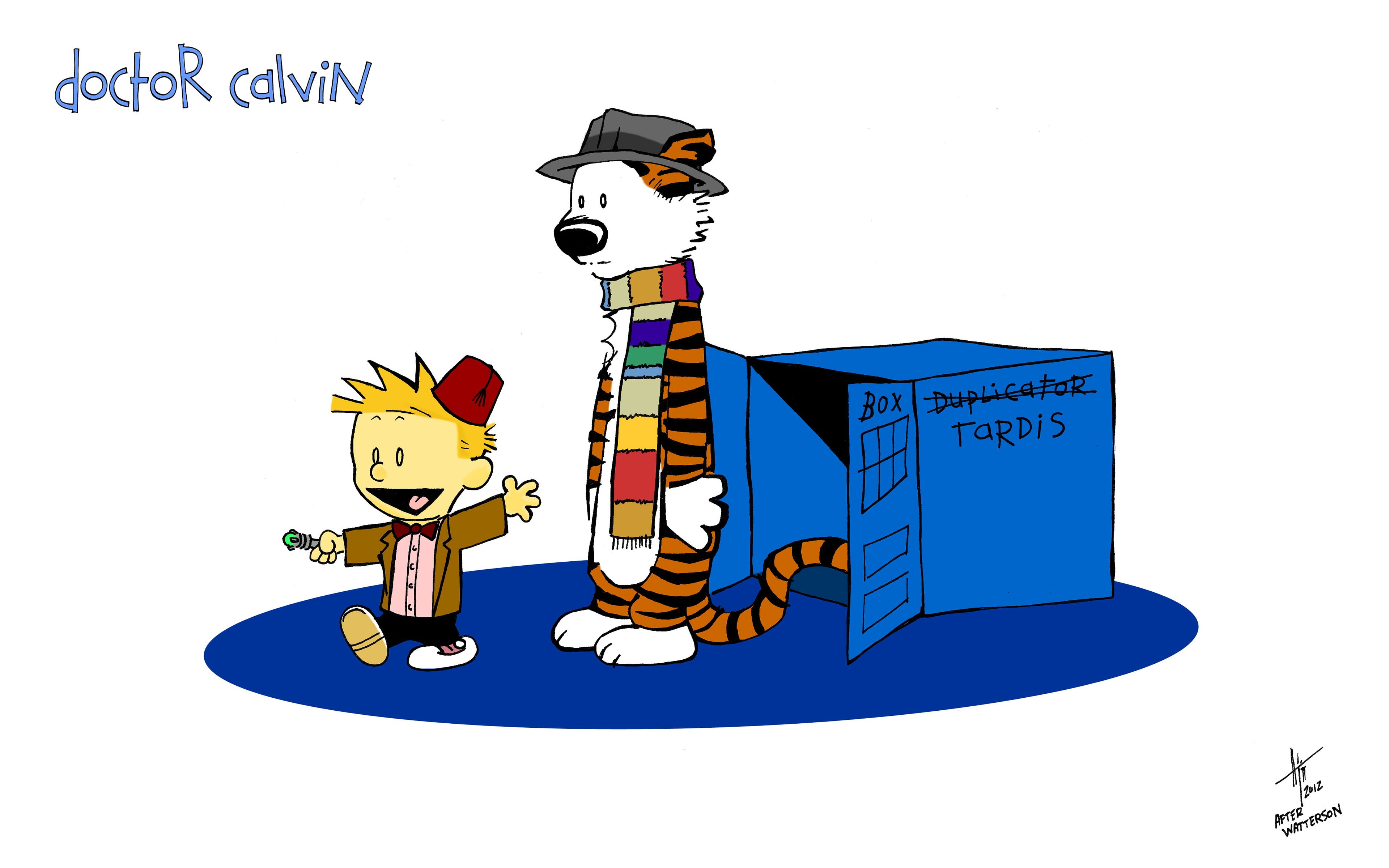 Doctor Calvin illustration, Calvin and Hobbes, comics, Doctor Who