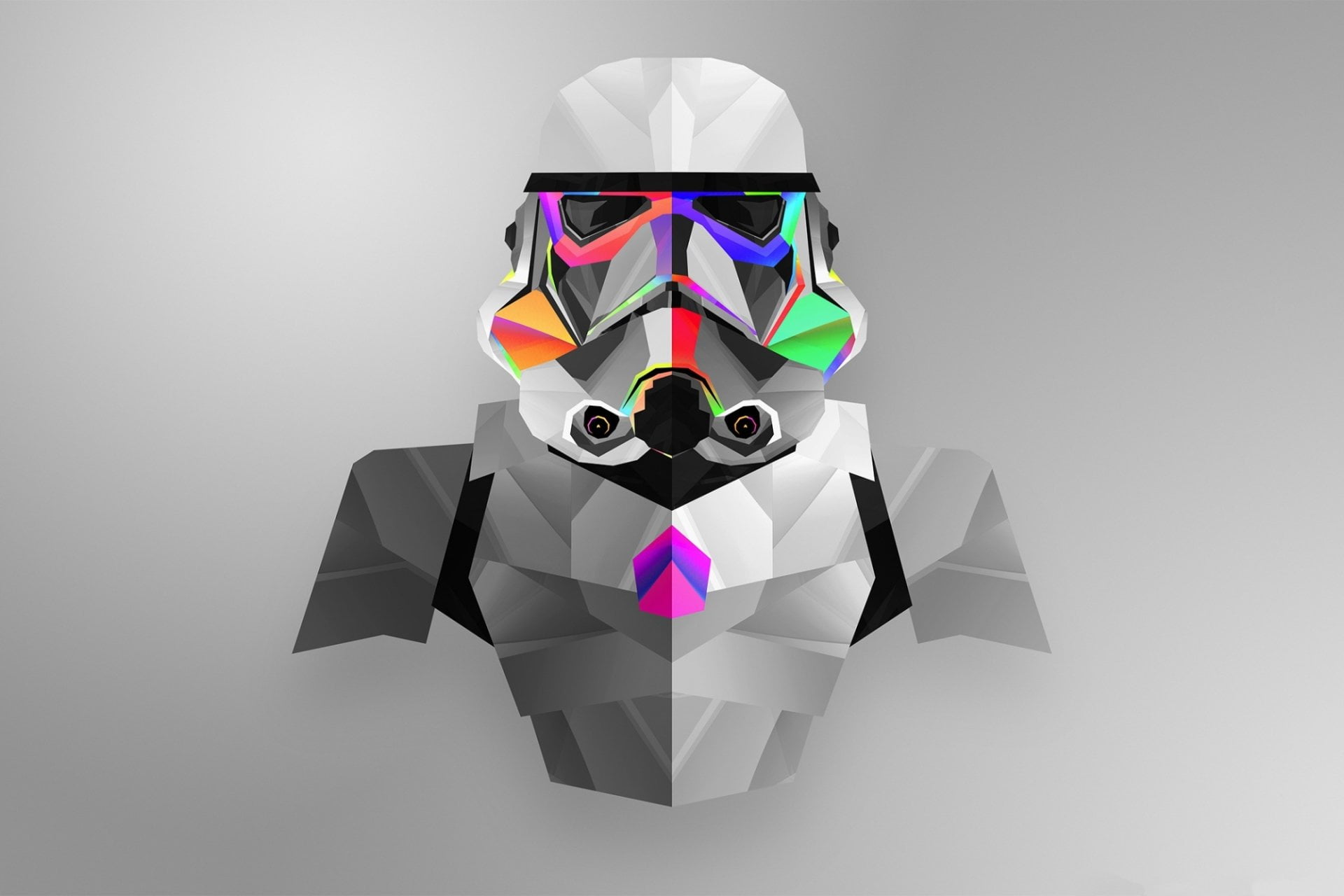 Abstract, Facets, Star Wars, Stormtrooper, multi colored, studio shot