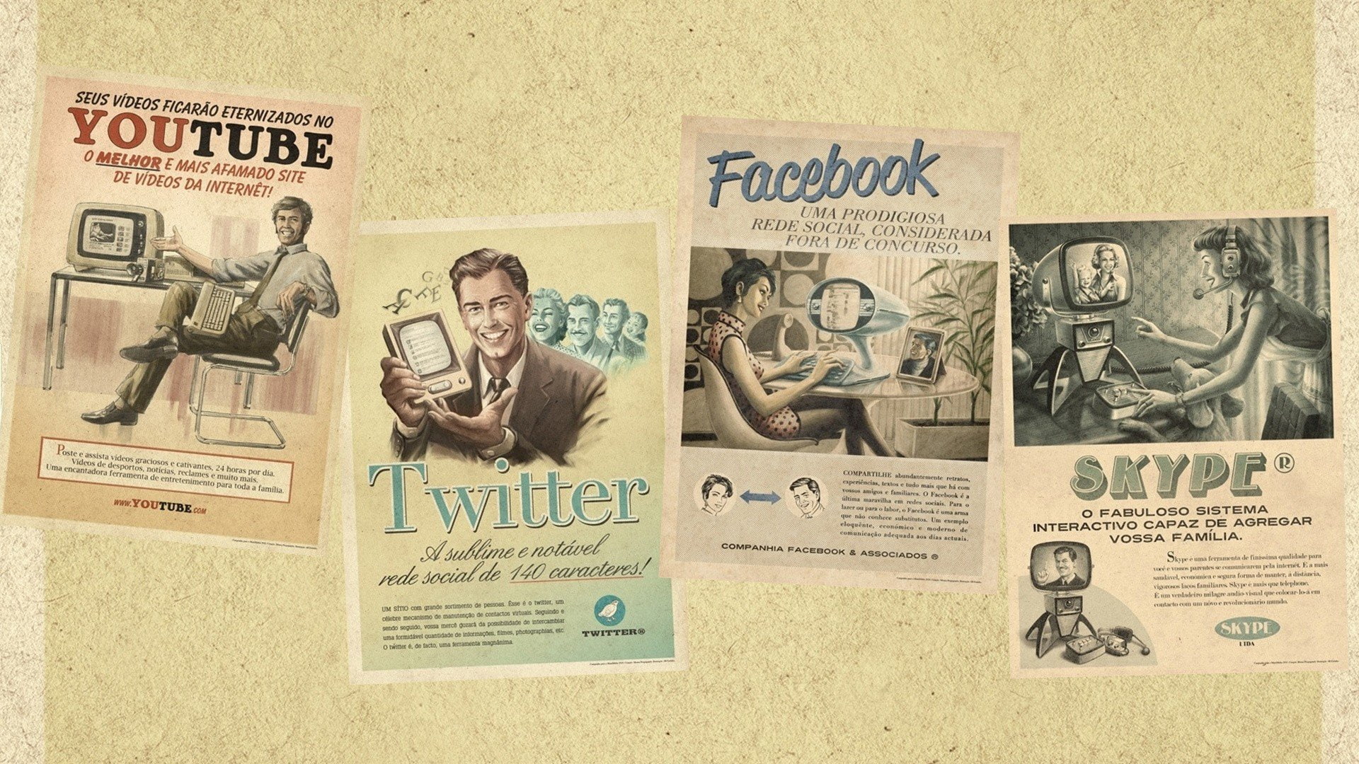 advertisement, computers, facebook, fashion, portuguese, retro