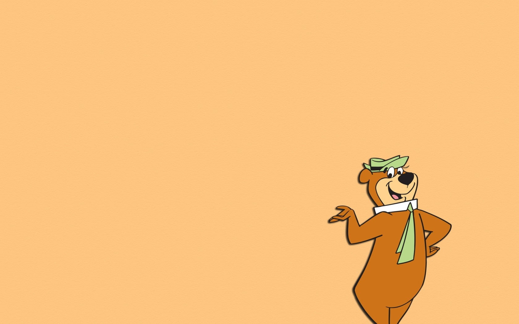 Yogi Bear illustration, smile, gesture, light brown background