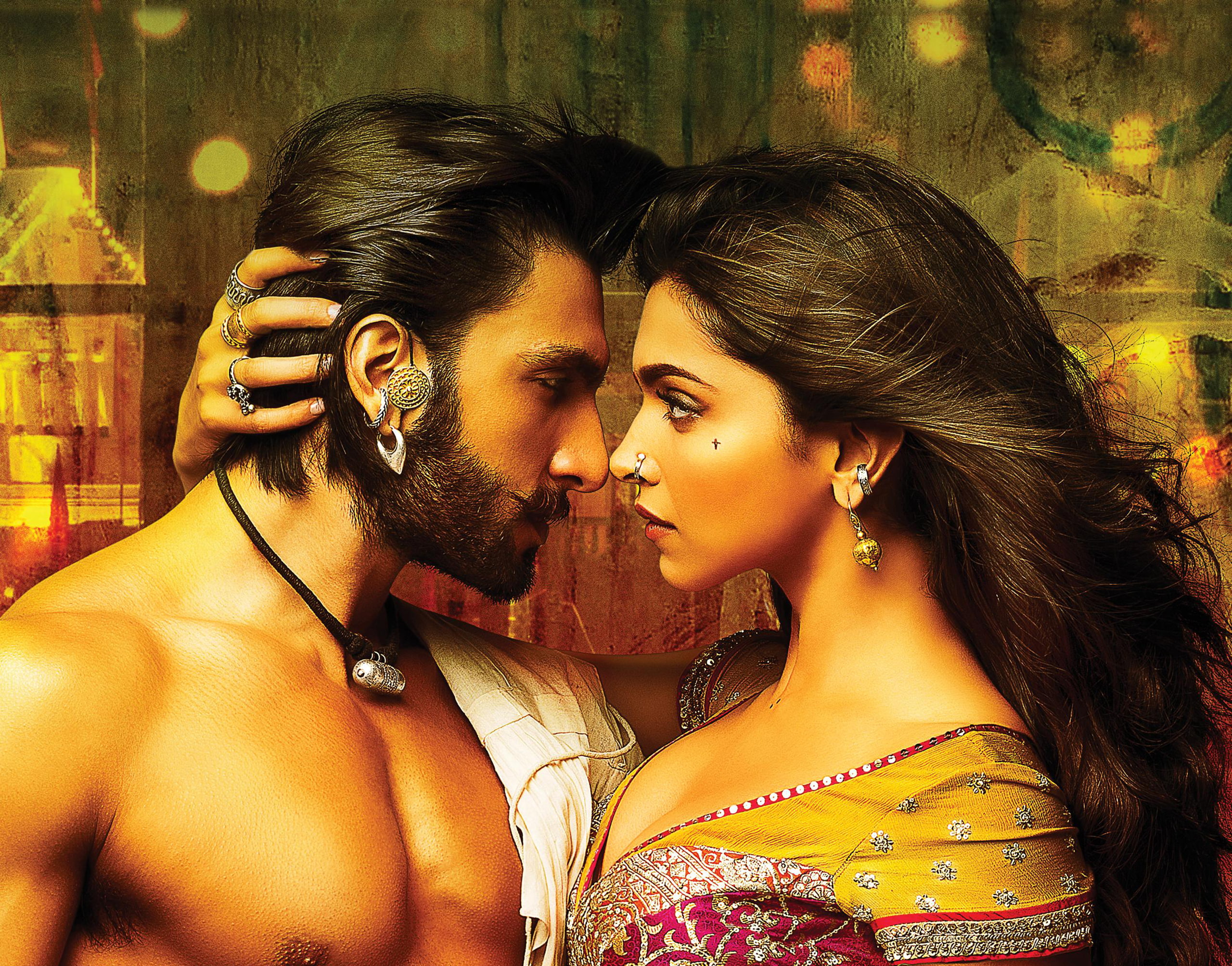 woman and man facing each other, Ranveer Singh, Deepika Padukone