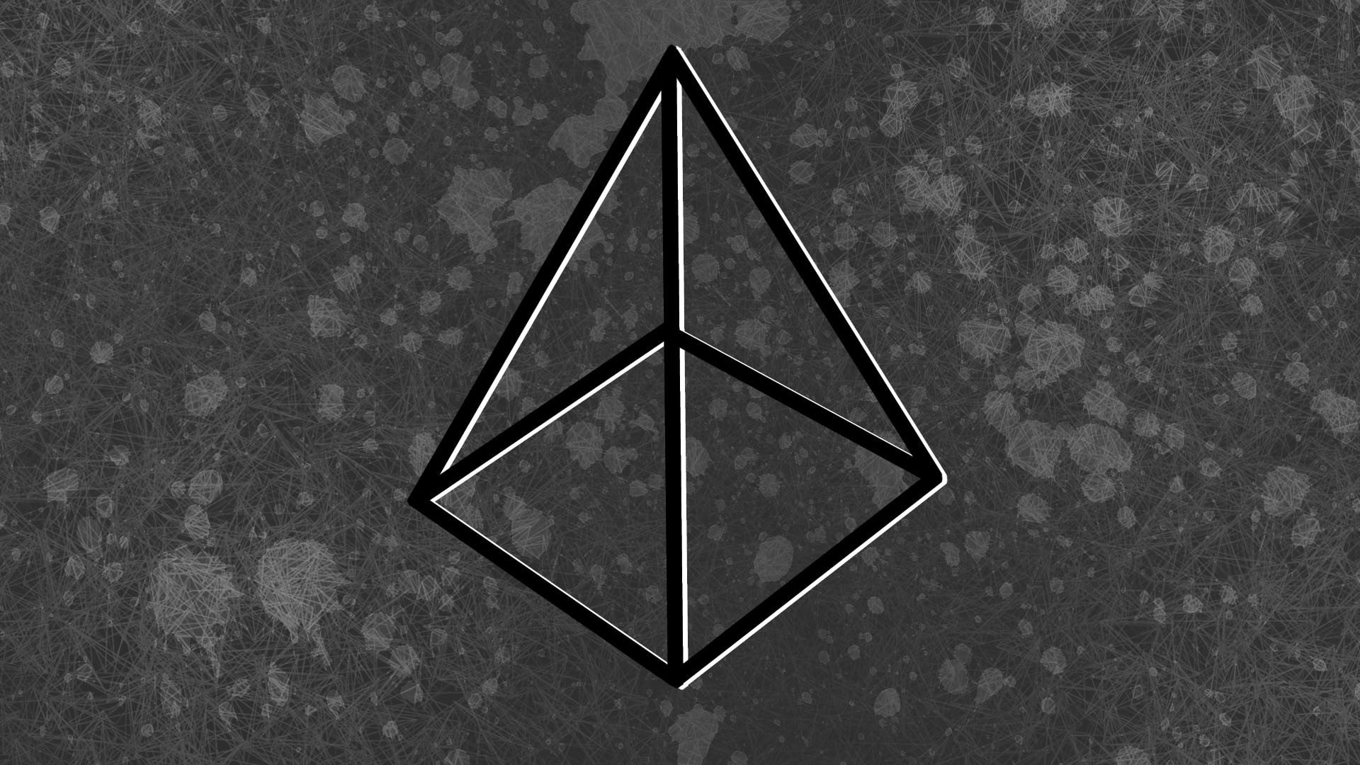 Etherium logo, abstract, optical illusion, geometry, monochrome