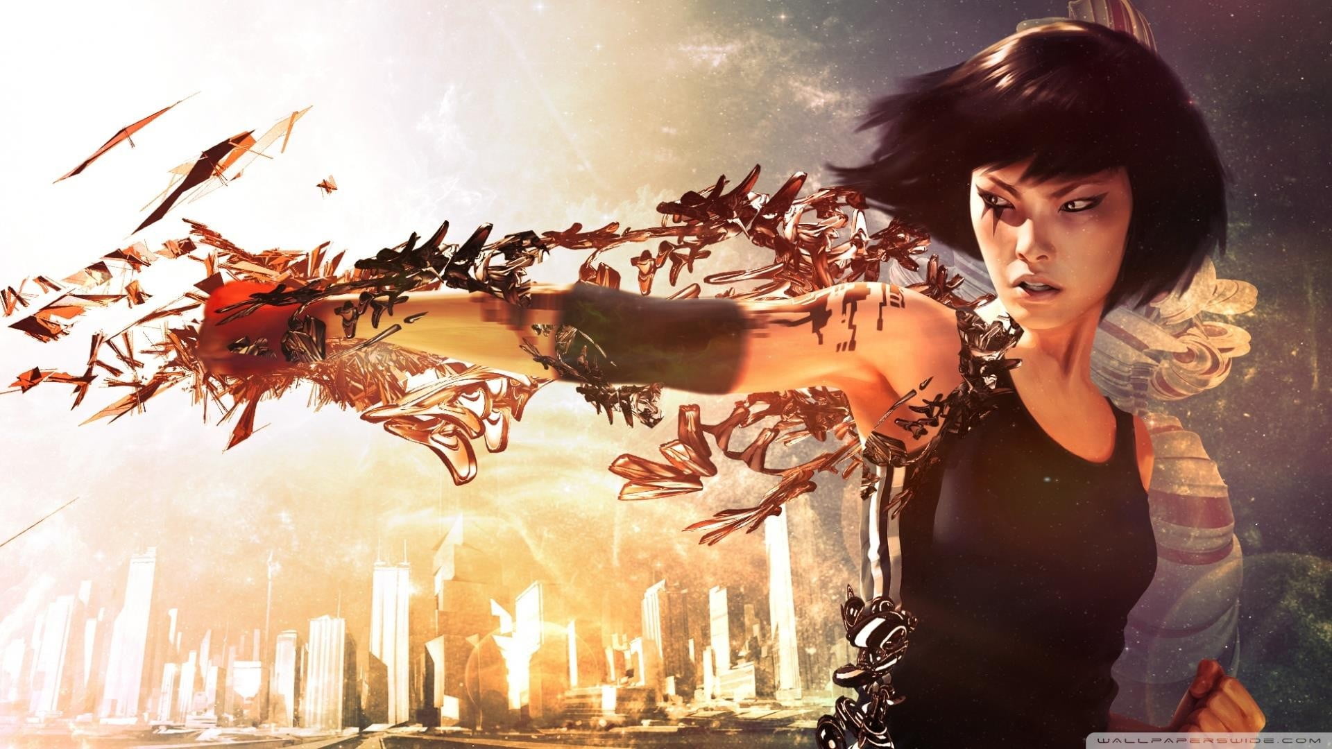 woman wallpaper, Mirror's Edge, Faith Connors, abstract, one person