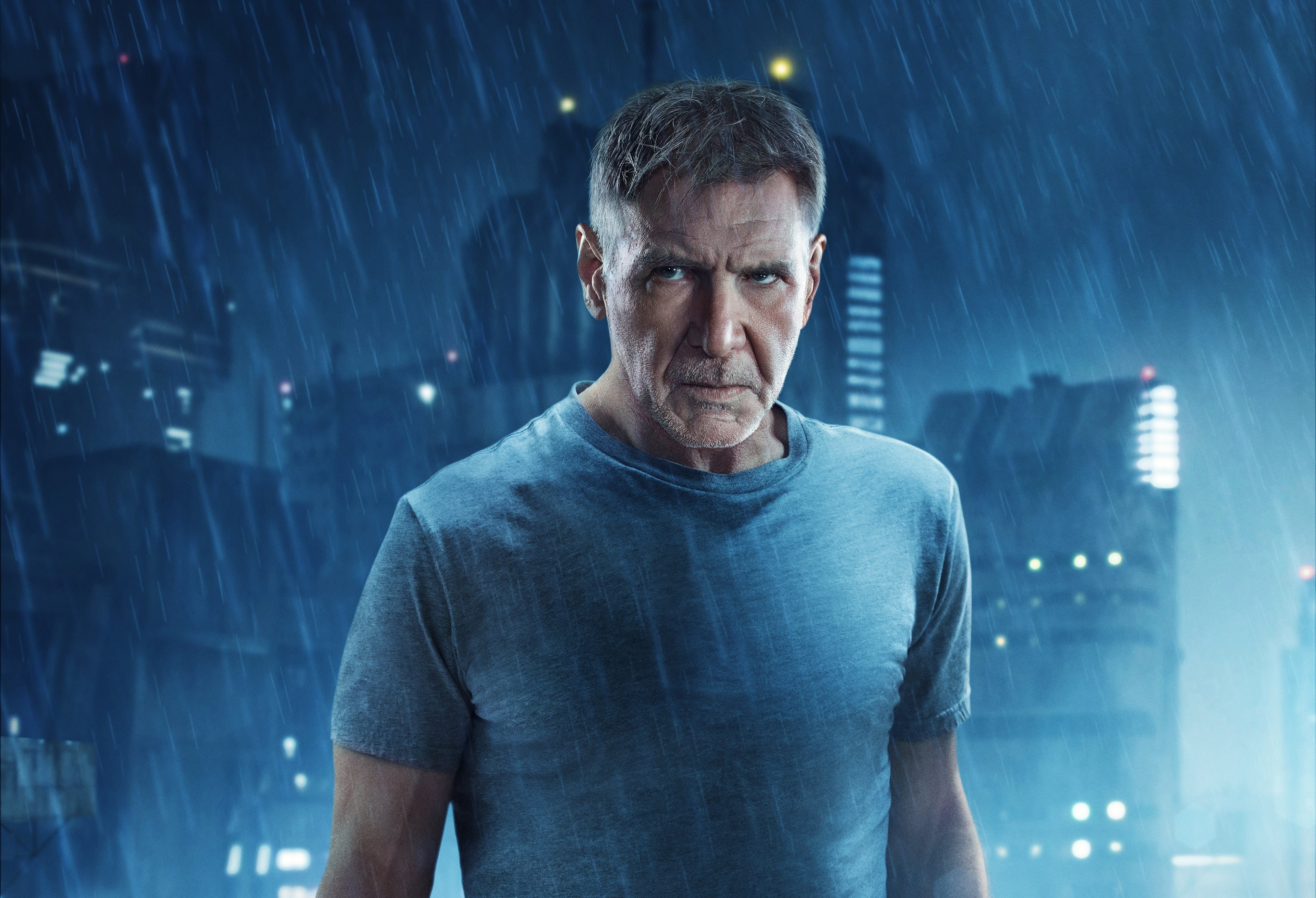 blade runner 2049 4k windows, one person, front view, night