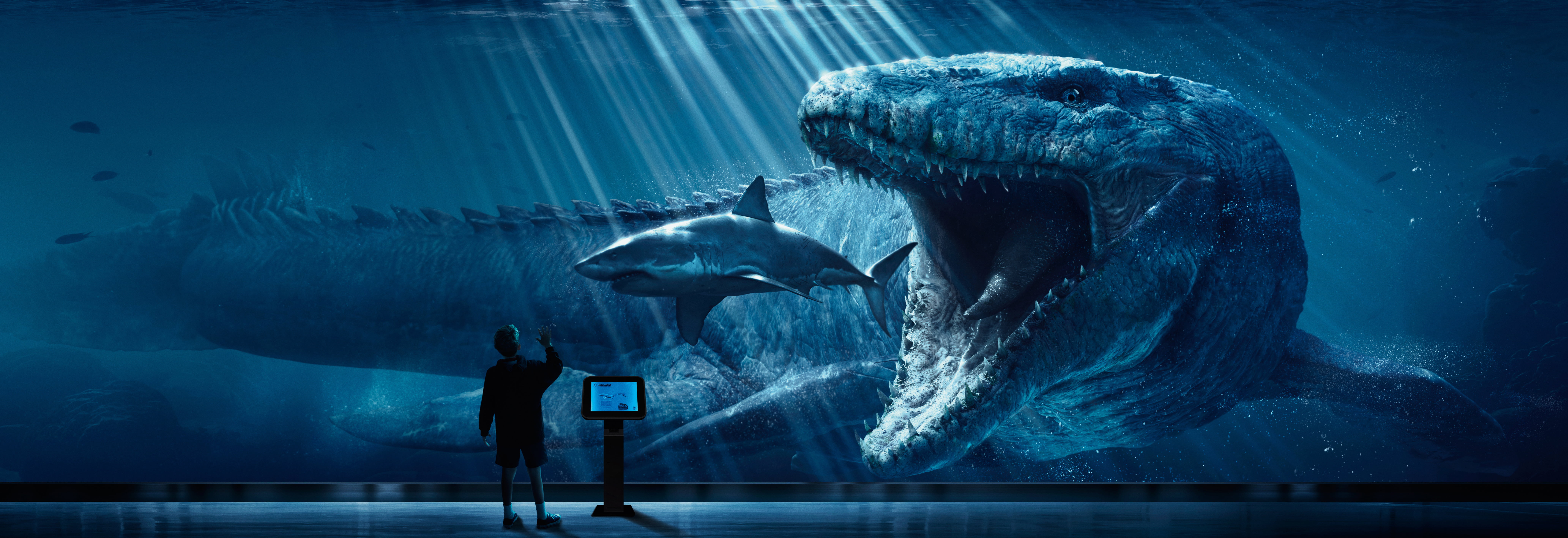 Megalodon wallpaper, digital art, Jurassic World, shark, dinosaurs