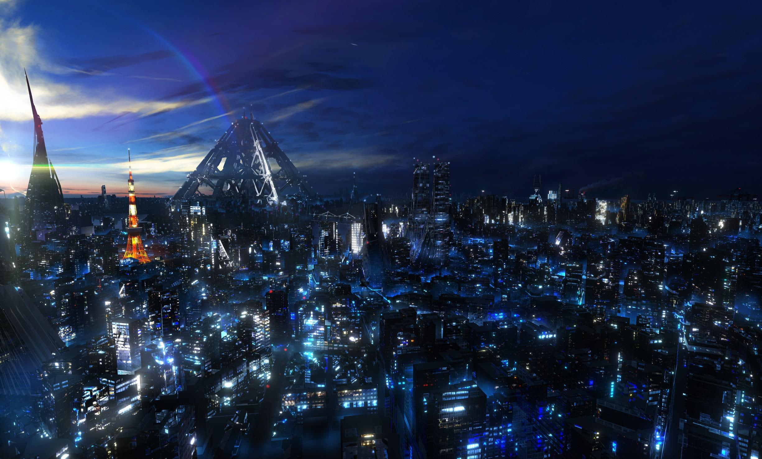 Japan Clouds Cityscapes Night Digital Art Skyscapes Guilty Crown Image Download