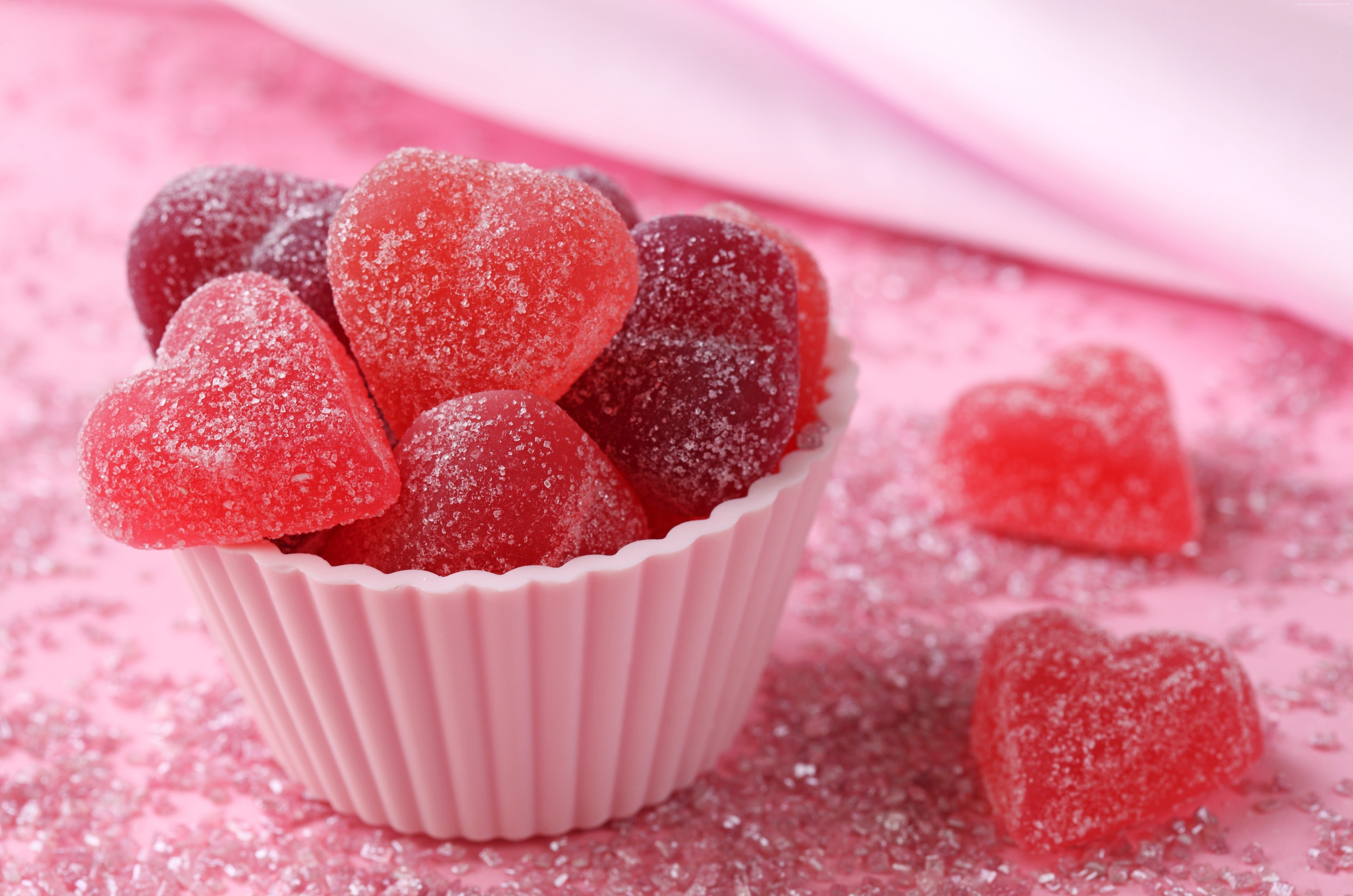sugar, pink, Gummies hearts