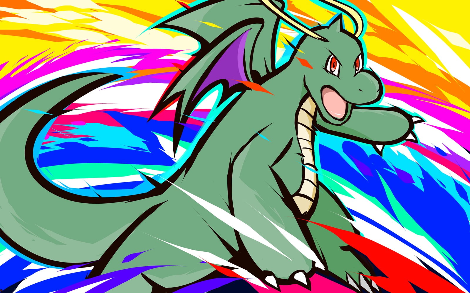 green dragon painting, ishmam, Pokémon, Dragonite, Shiny Dragonite