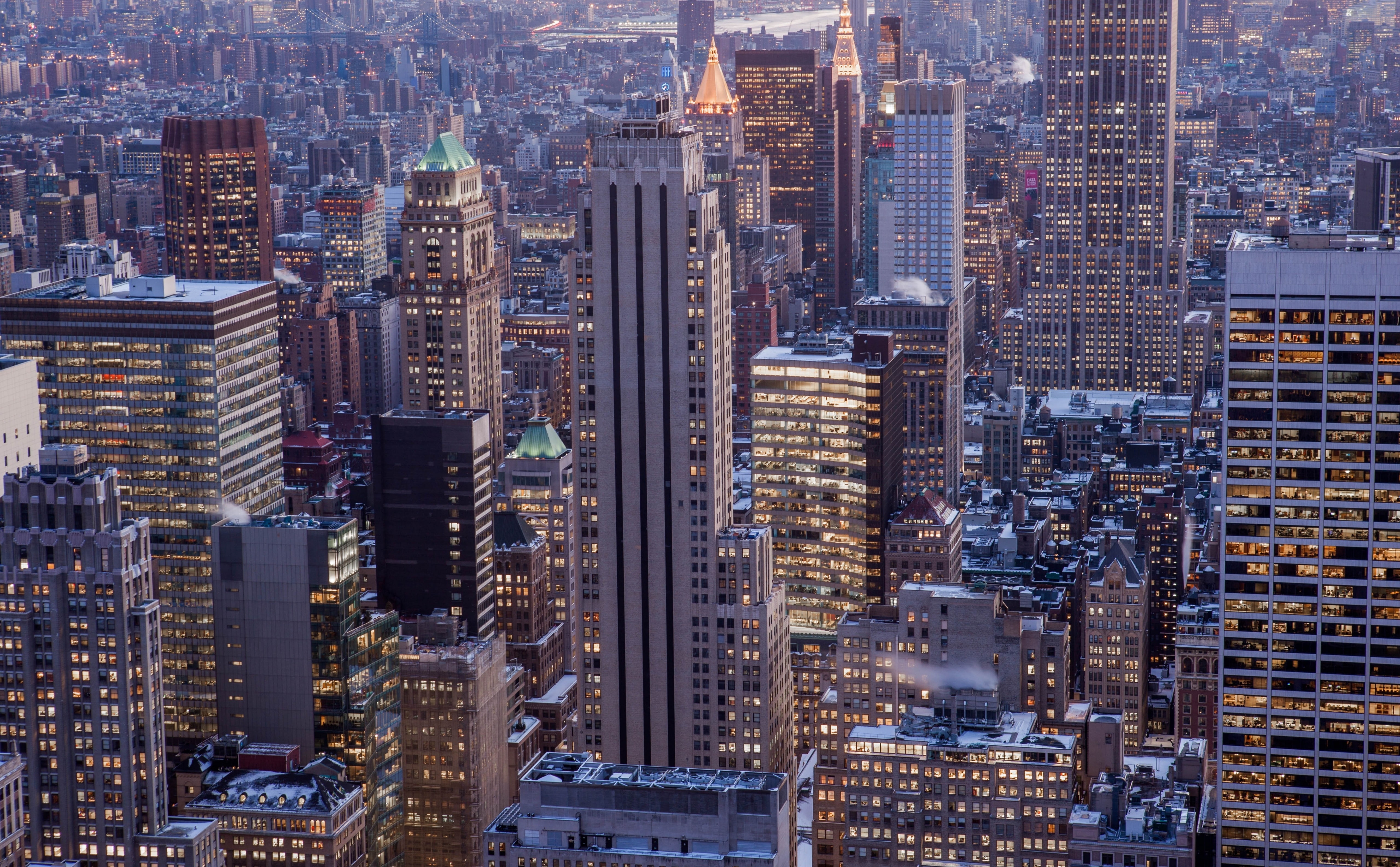 New York City Skyscrapers, United States, Winter, Sunset, Buildings