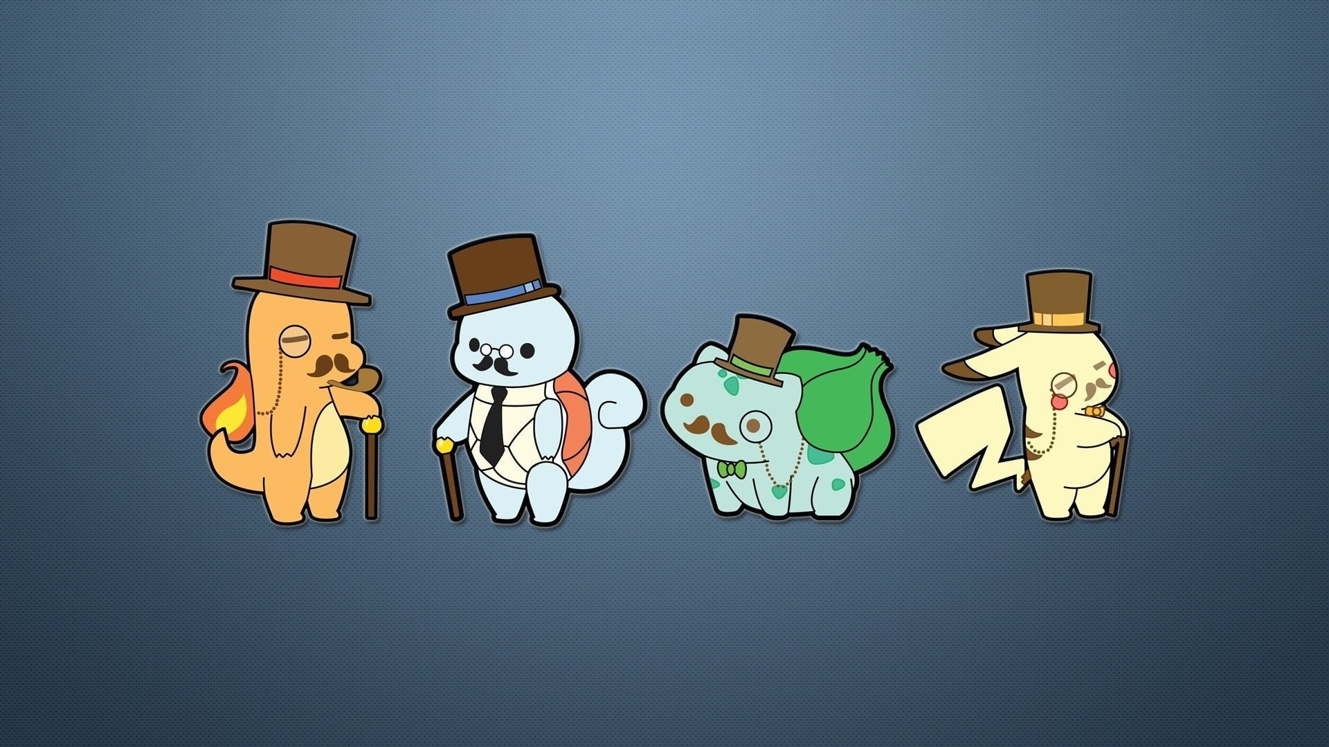four Pokemon character illustration, Pokémon, video games, blue background
