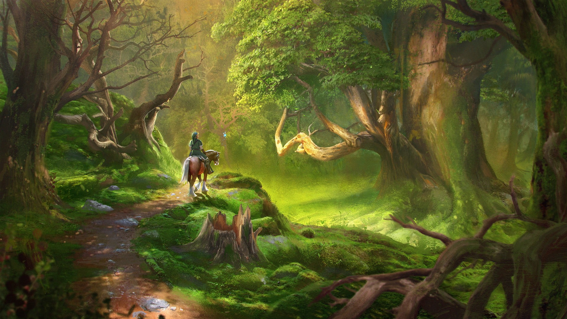 person horse back riding illustration, video games, The Legend of Zelda