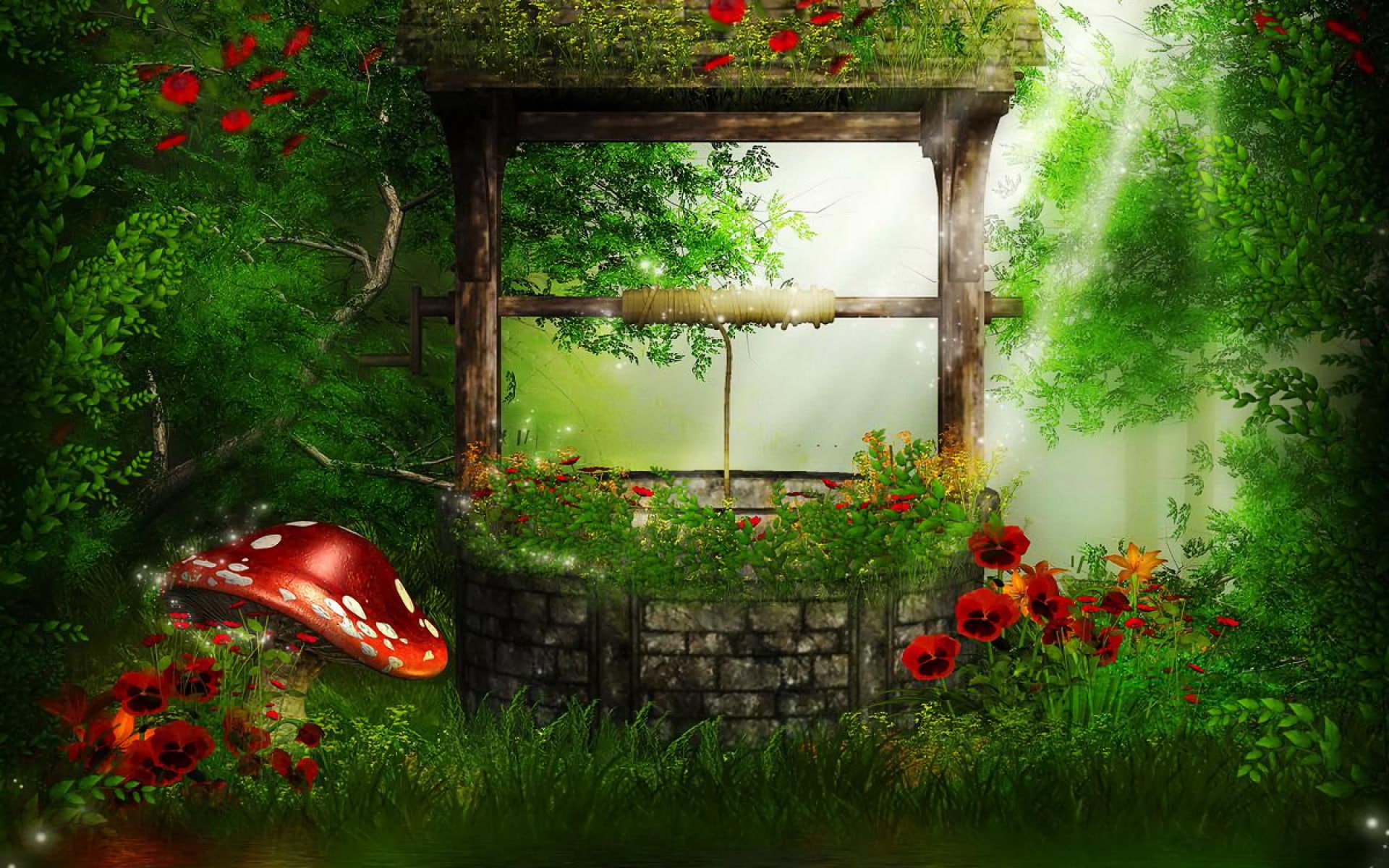Artistic, Fantasy, Flower, Forest, Magical, Mushroom