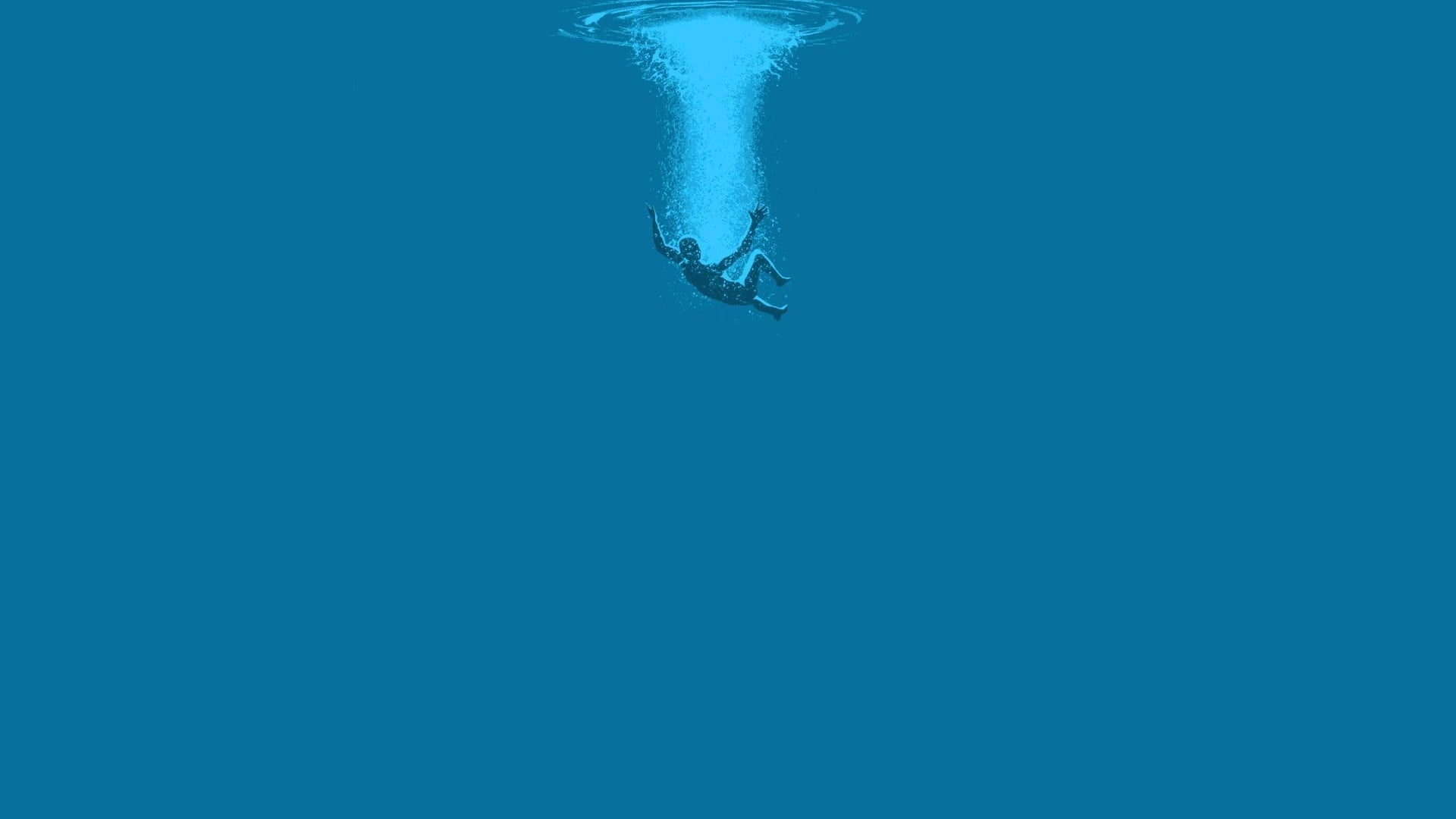 man in body of water illustration, minimalism, underwater, artwork