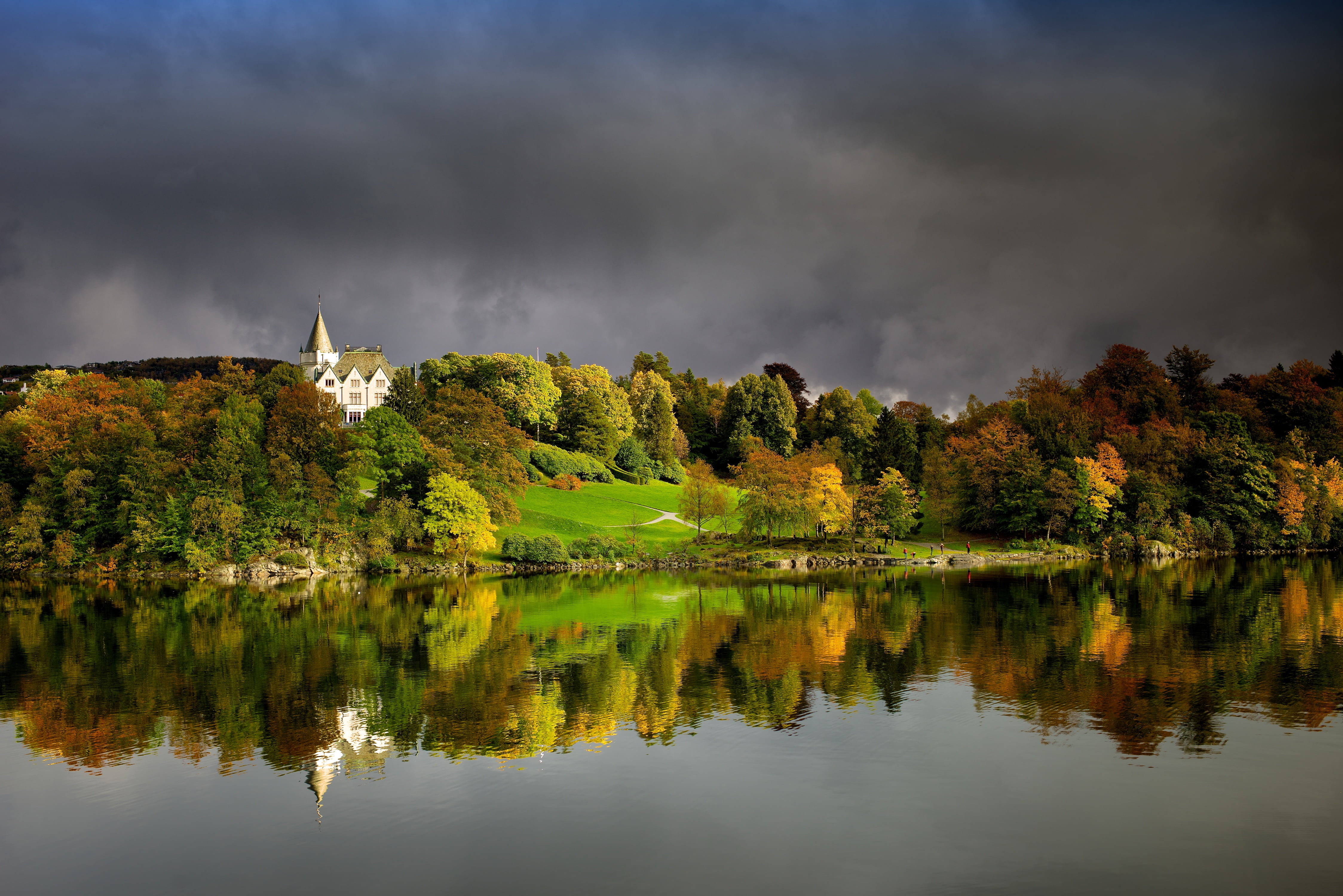 photo, Nature, Autumn, Forest, Bay, Norway, Bergen, Gamlehaugen
