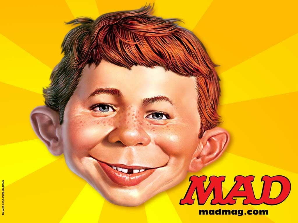 Mad Magazine, face, freckles, yellow background, cartoon, portrait