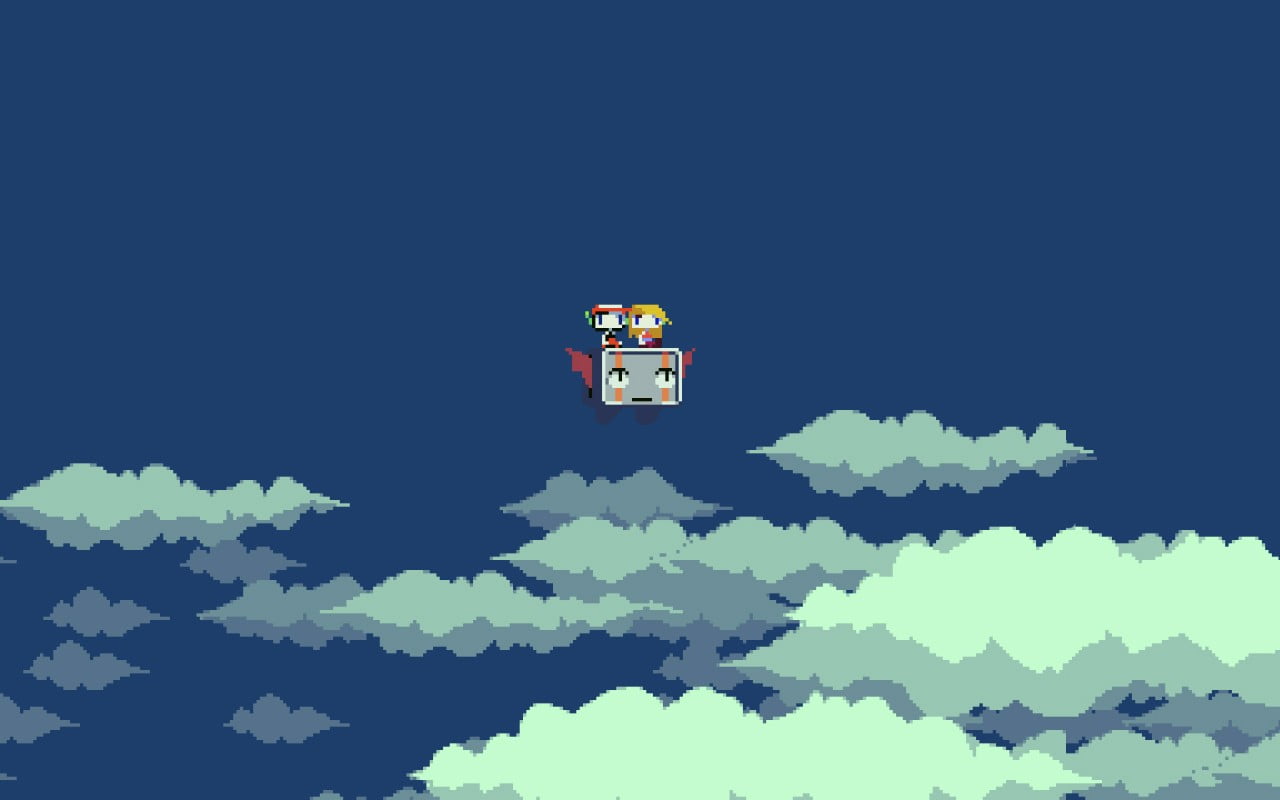 cave story, pixels, sky, curly brace, video games, nature, blue