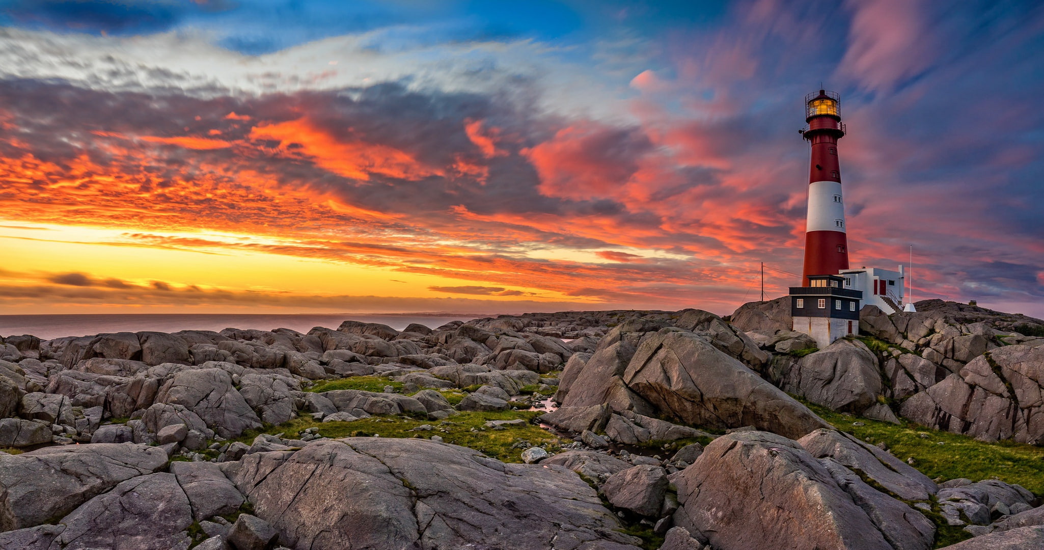 clouds, Lighthouse, sky, sunlight