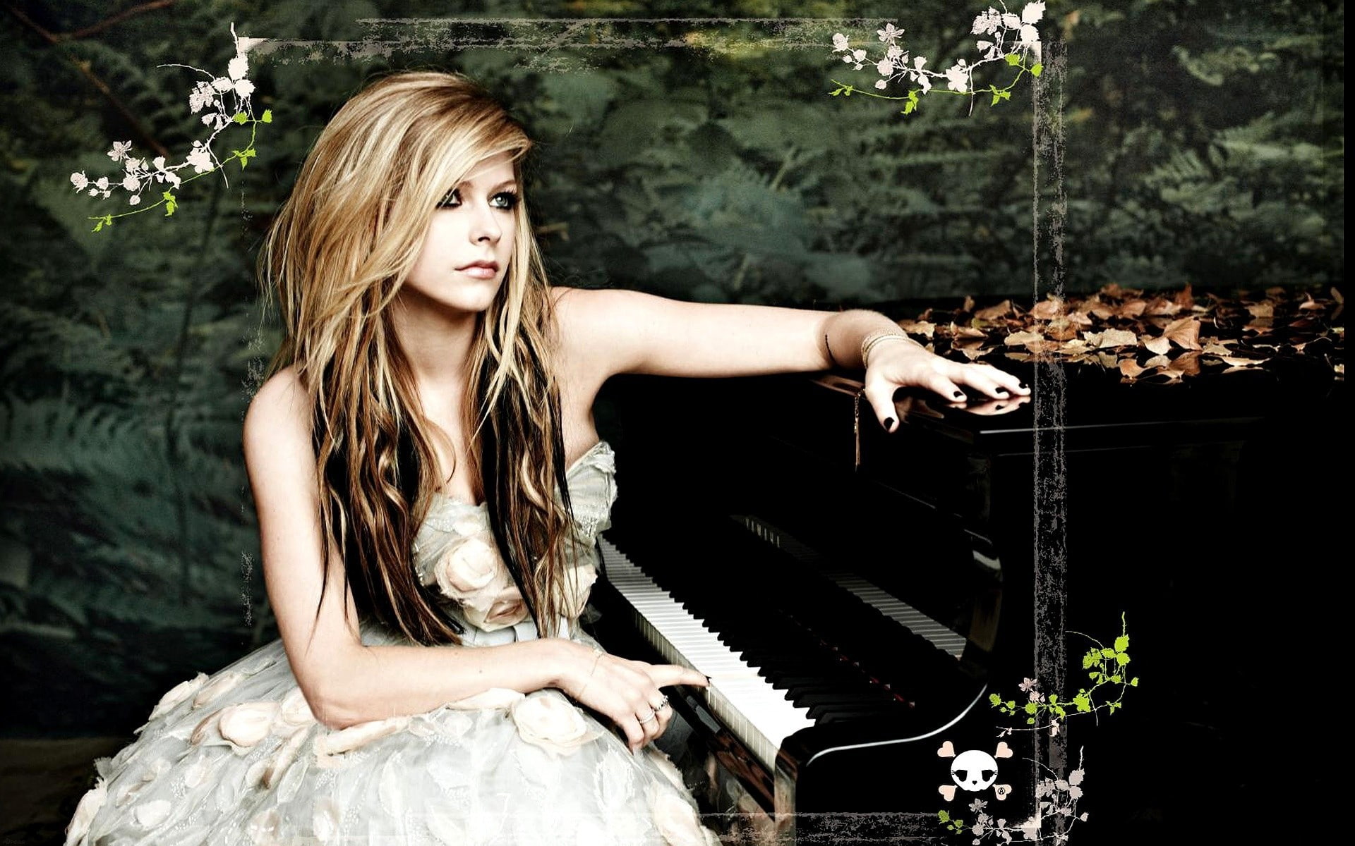 Avril Lavigne, singer, blonde, women, piano, long hair, young adult