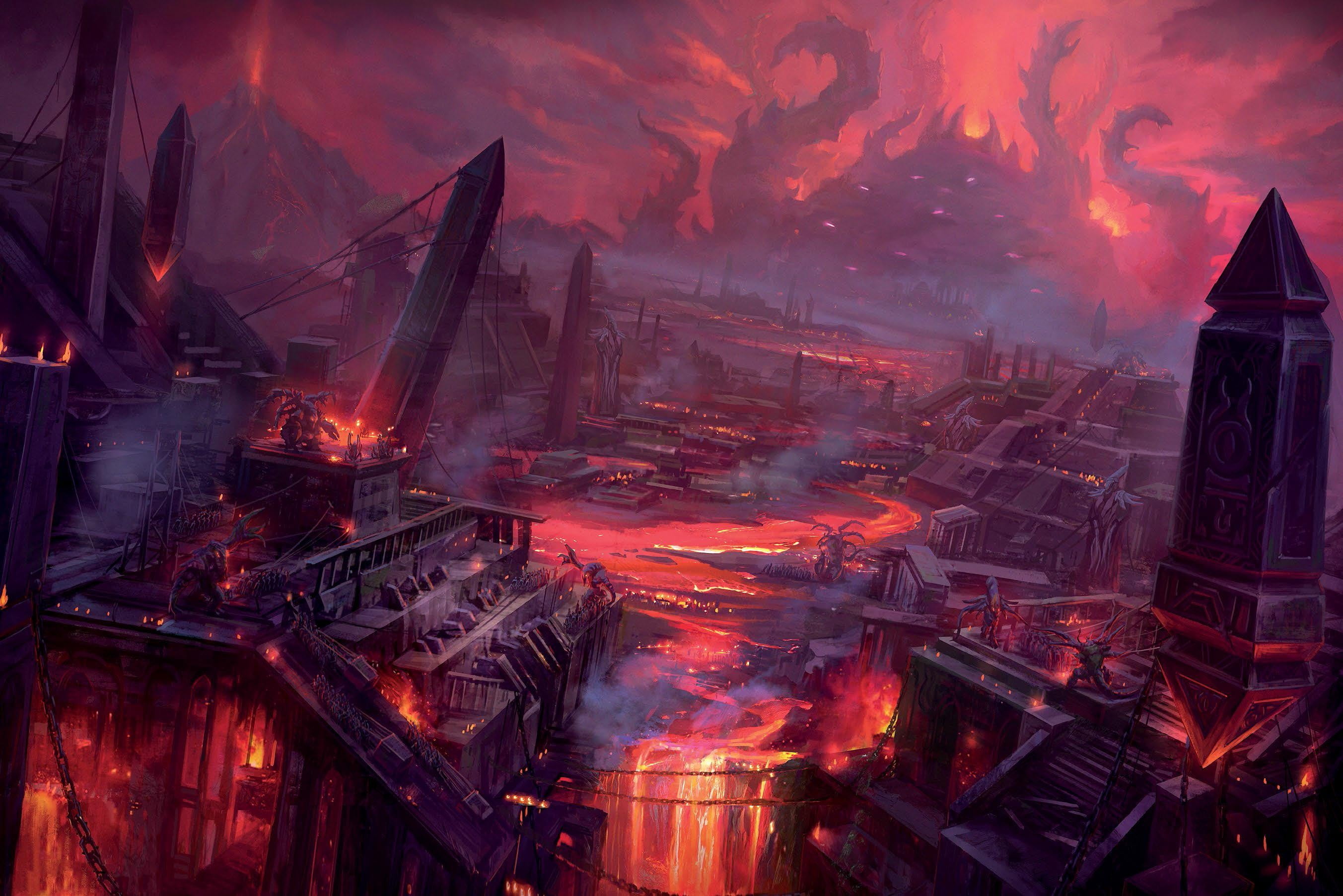 burned buildings digital wallpaper, World of Warcraft, fantasy art