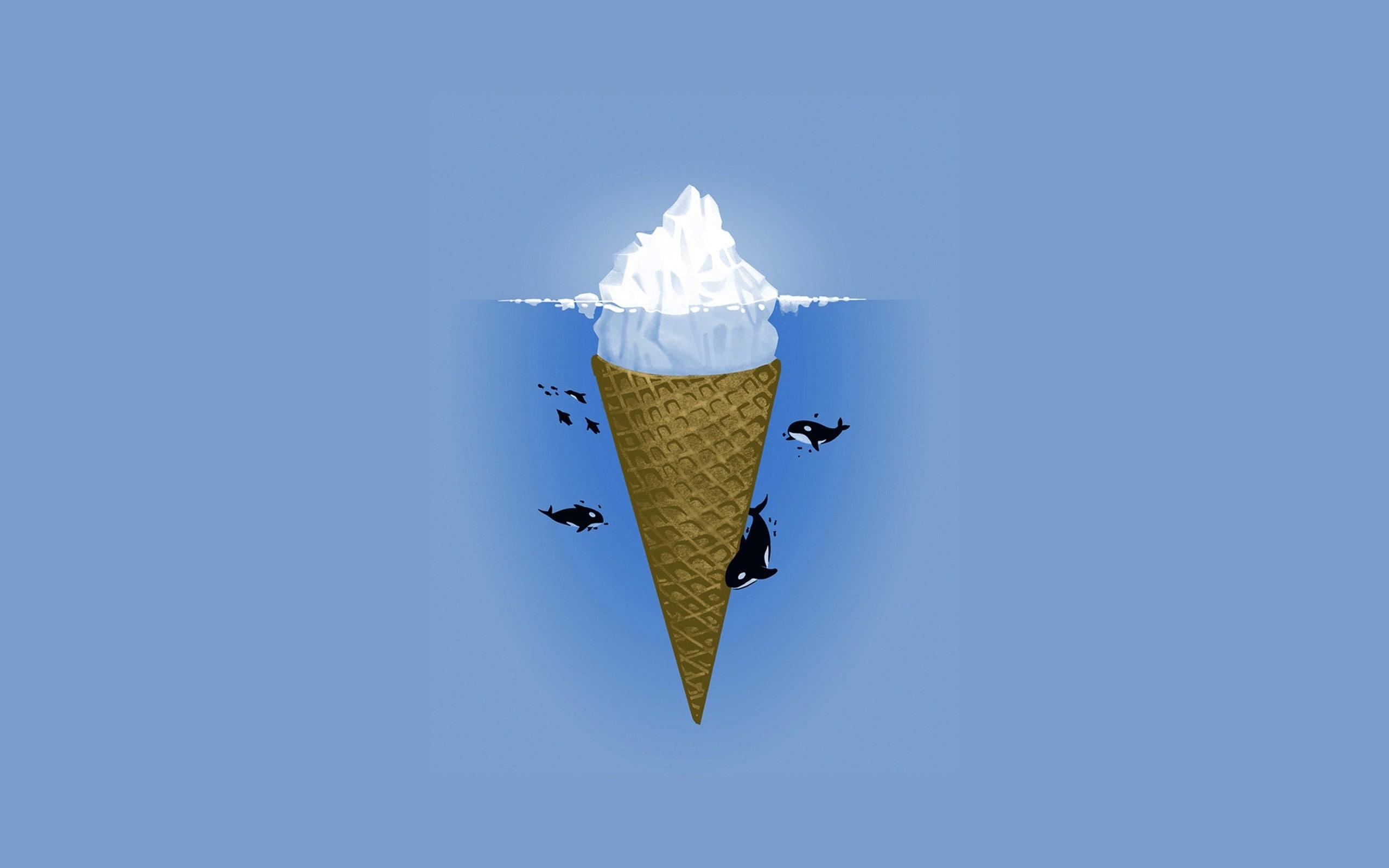 minimalistic ice cream whales digital art 2560x1600  Art Minimalistic HD Art