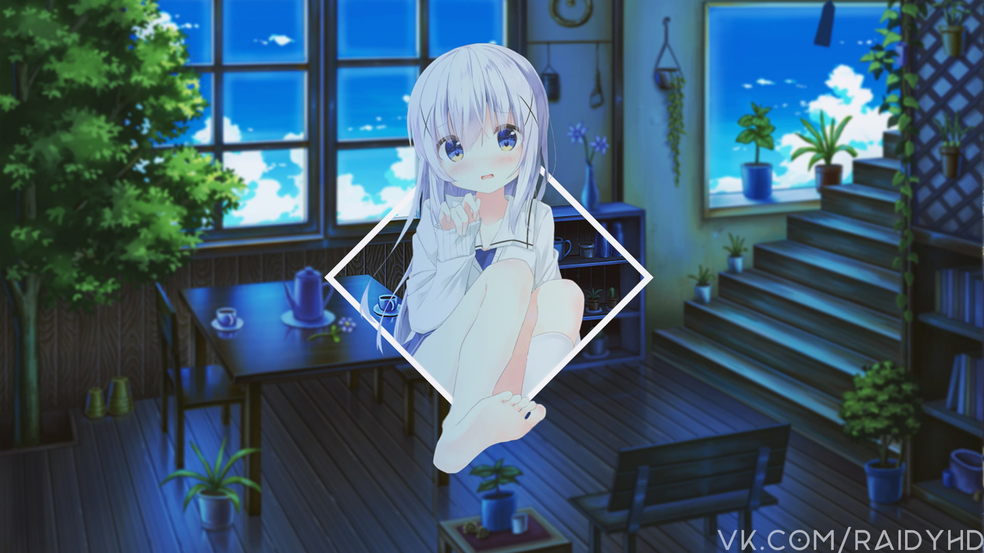 anime, anime girls, picture-in-picture, Kafuu Chino