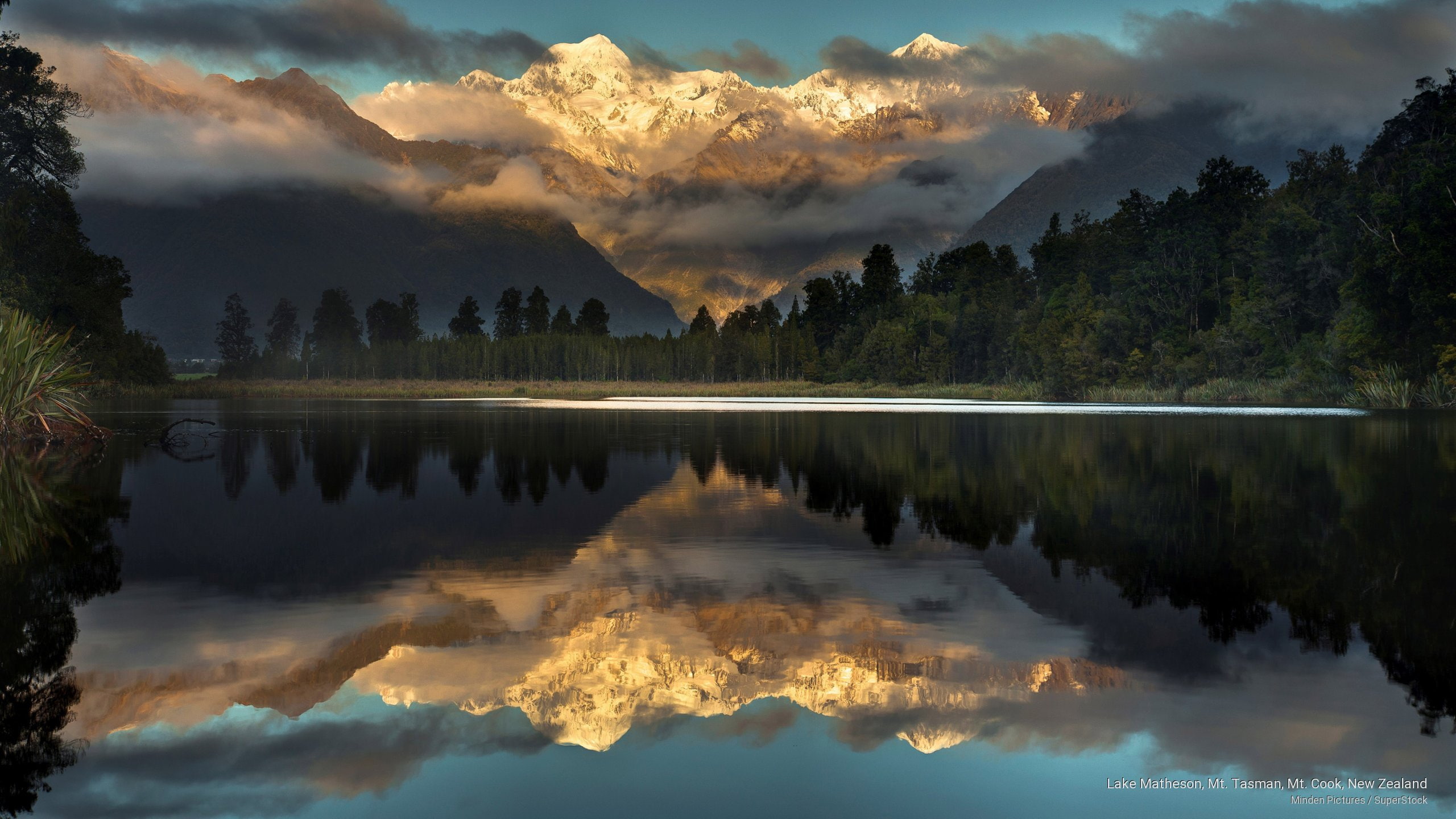 Lake Matheson, Mt. Tasman, Mt. Cook, New Zealand, Mountains