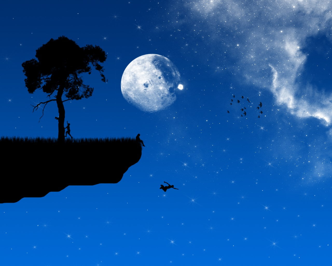 vector, sky, tree, nature, astronomy, silhouette, cloud - sky
