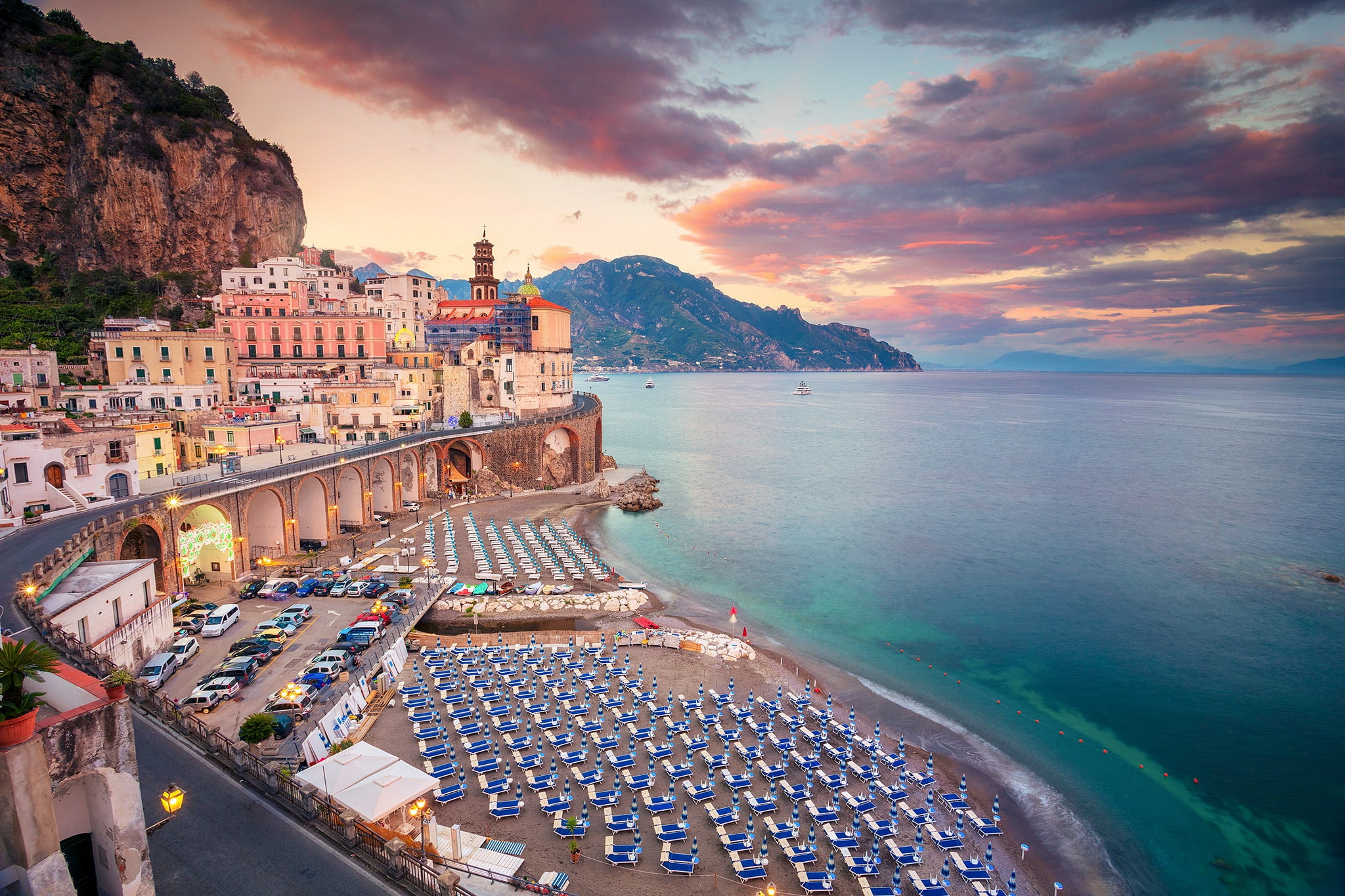 road, sea, beach, coast, building, home, Italy, Campania, Amalfi Coast