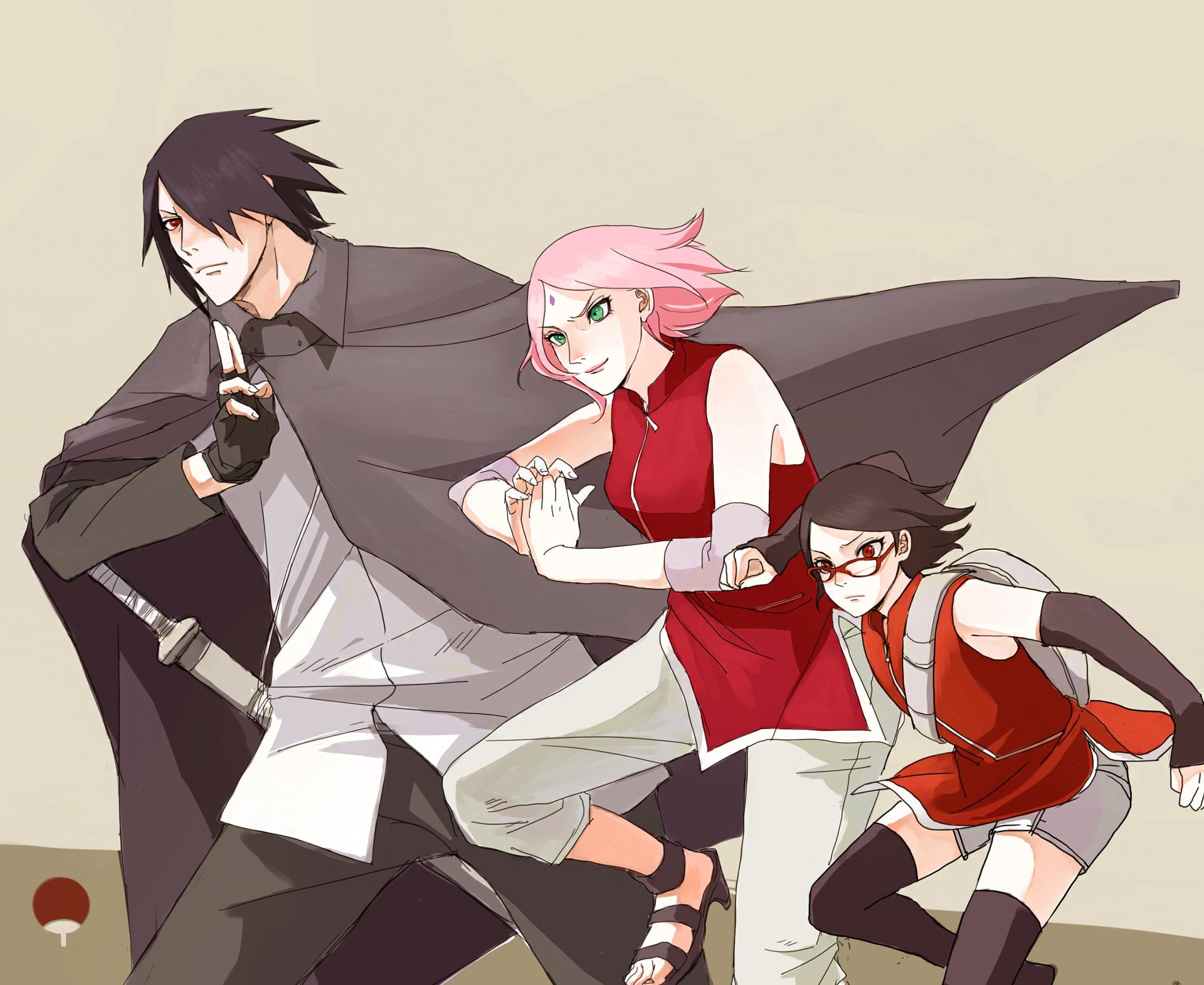 Sakura, Sasuke, and Sarada Uchiha wallpaper, Anime, Boruto: Naruto the Movie